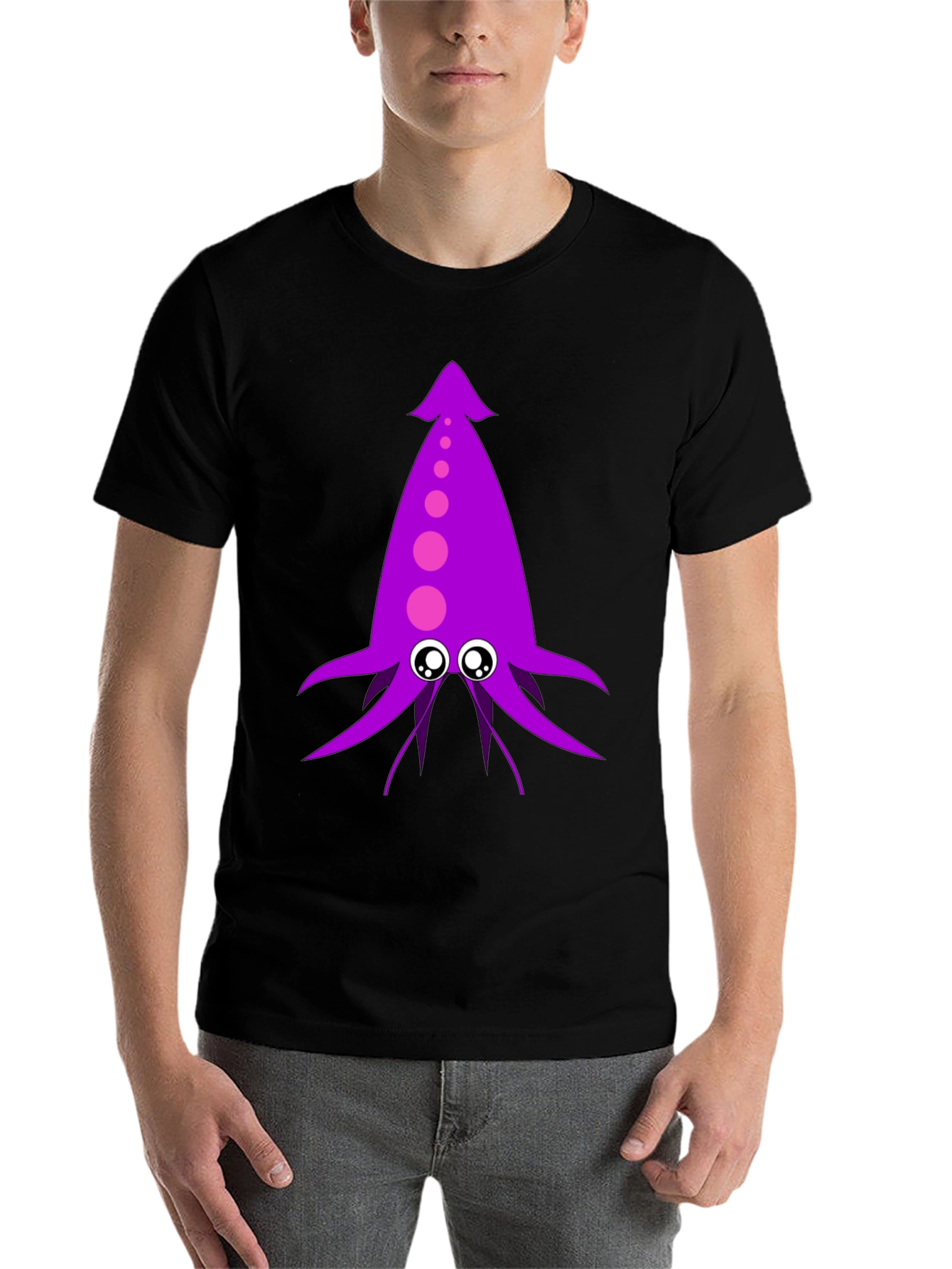 Black Purple Squid Graphic Tee - Men's Black T-Shirt view 7