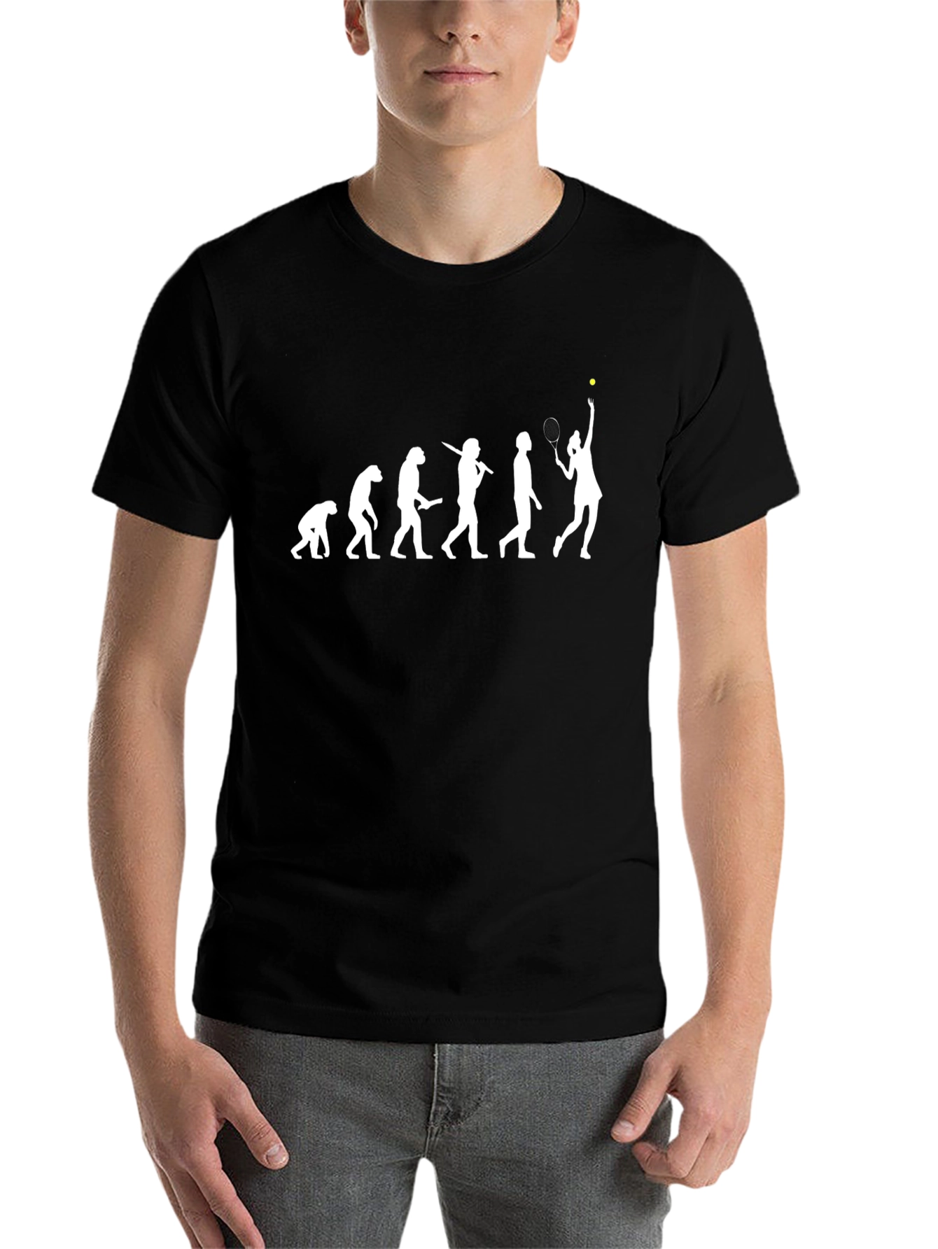 Black Tennis Evolution T-Shirt - Funny Tennis Player Gift view 7