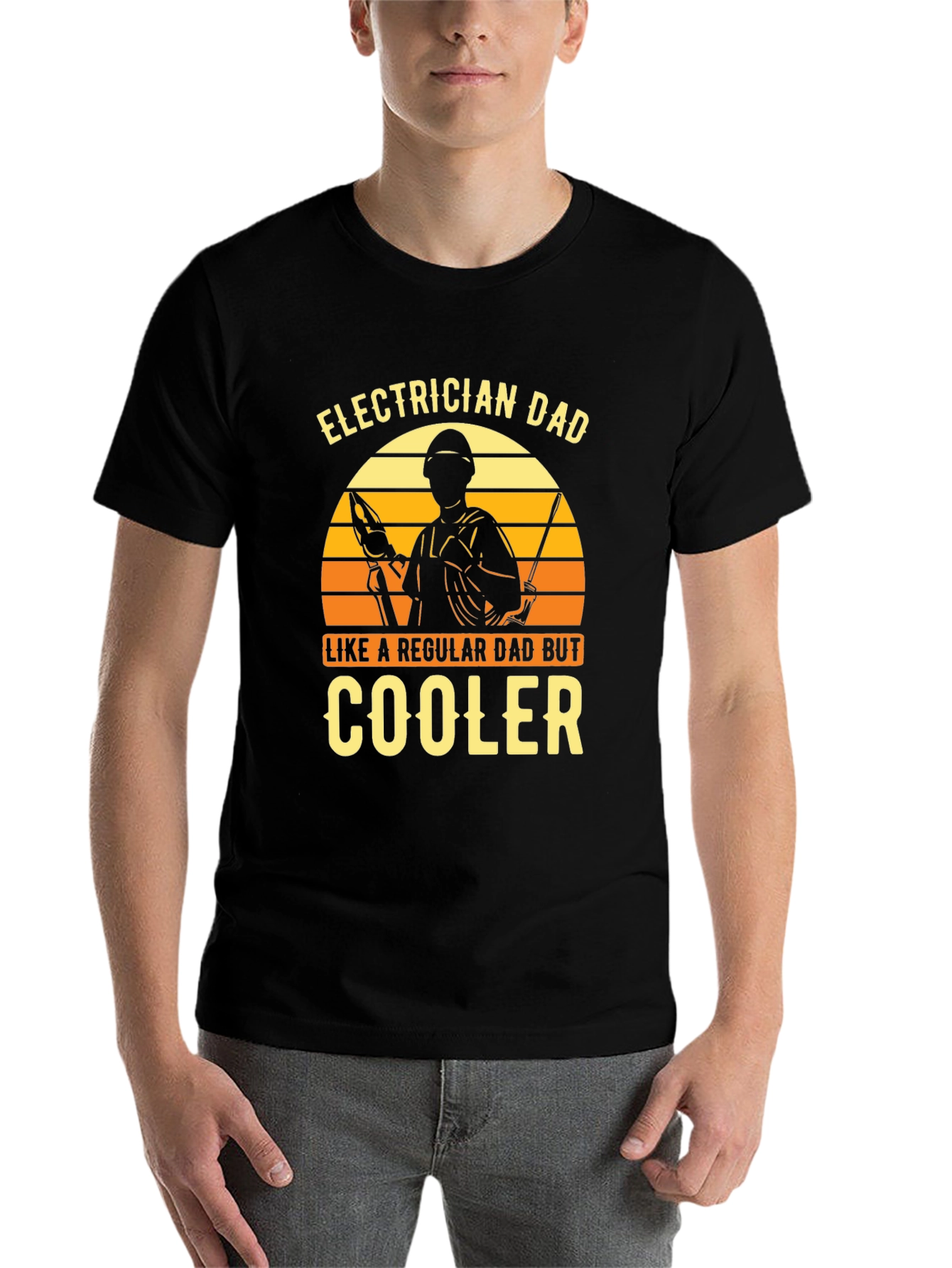 Black Electrician Dad - Cooler Graphic T-Shirt view 7