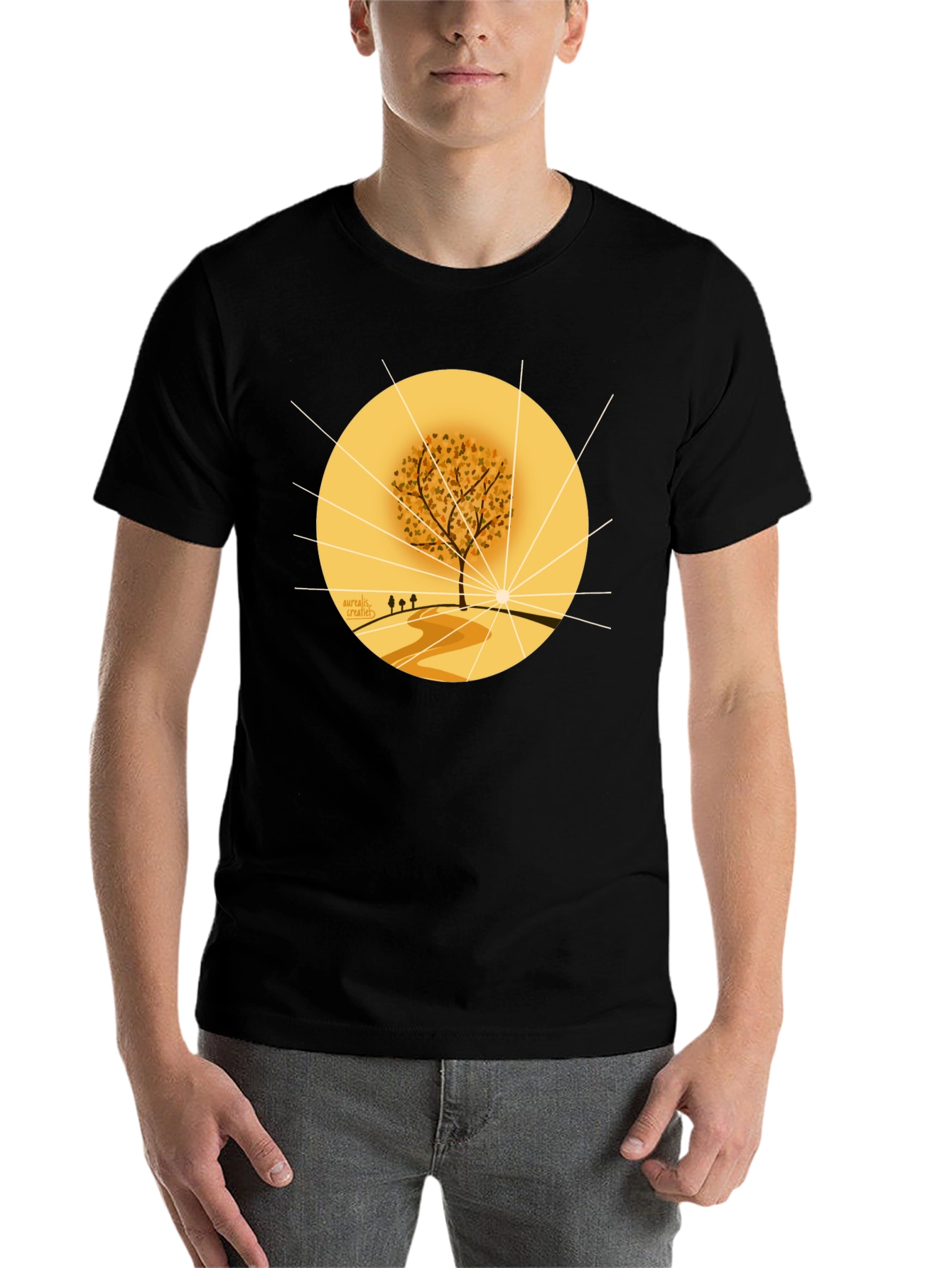 Black Autumnal Tree Graphic Tee - Black Cotton Blend view 7