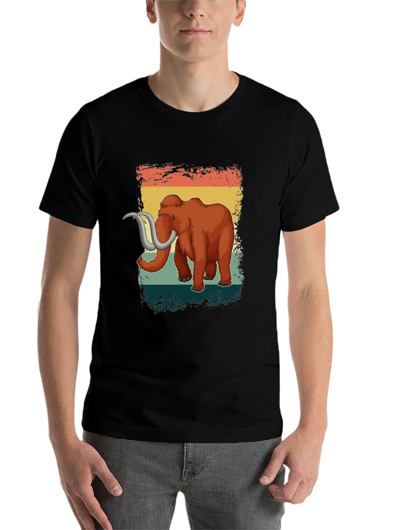 Black Retro Mammoth Graphic T-Shirt Vintage Style Tee view 7