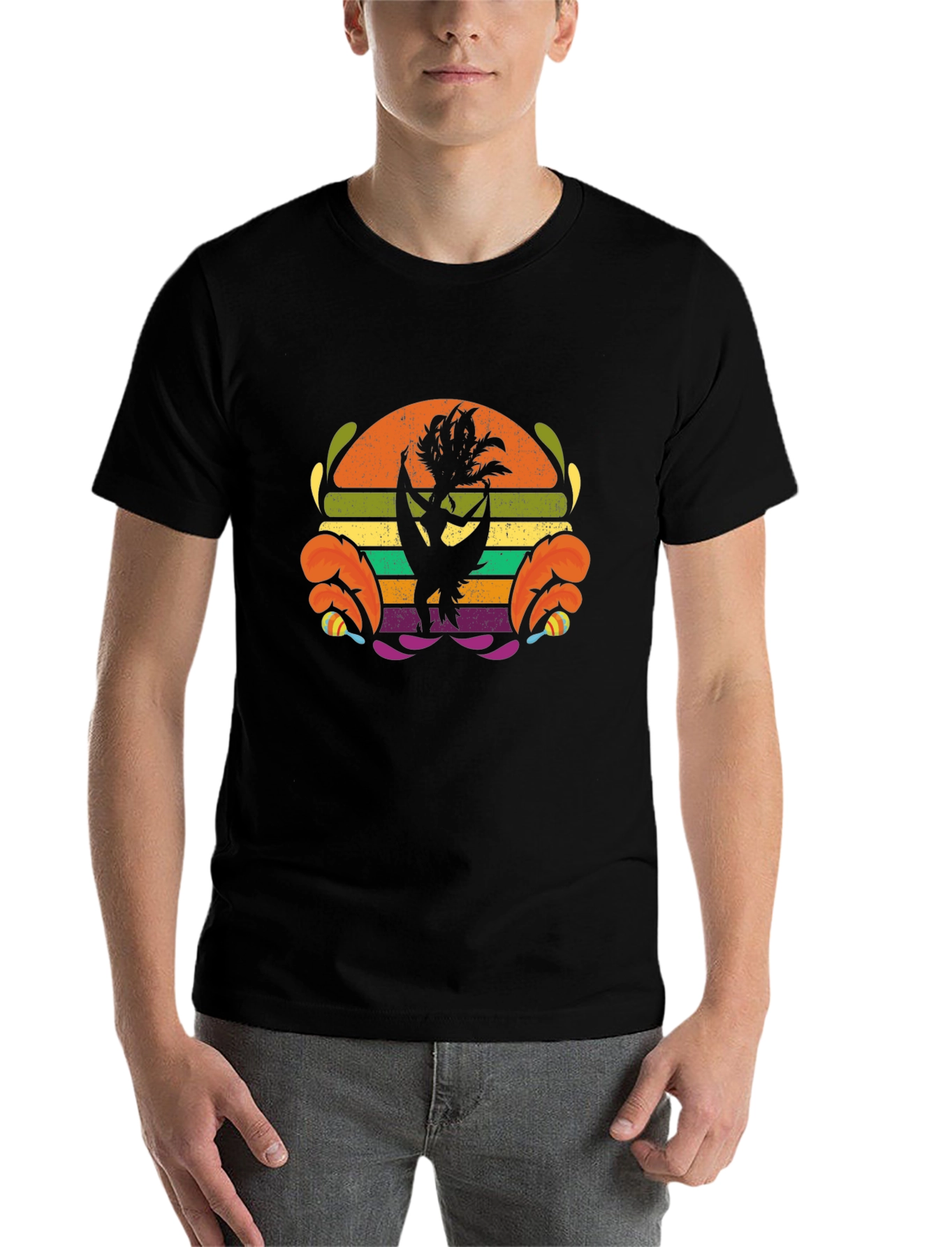 Black Retro Hula Dancer Graphic Tee - Black view 7
