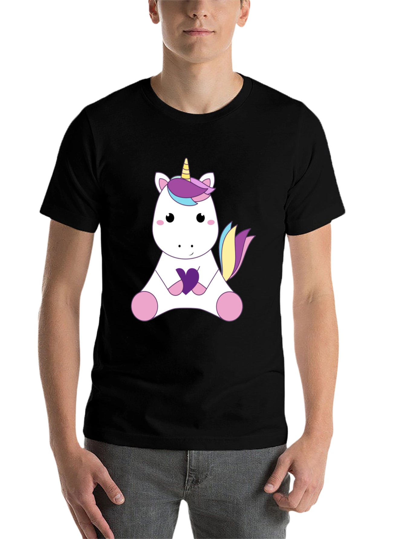 Black Unicorn Graphic T-Shirt - Cute Cartoon Design view 7