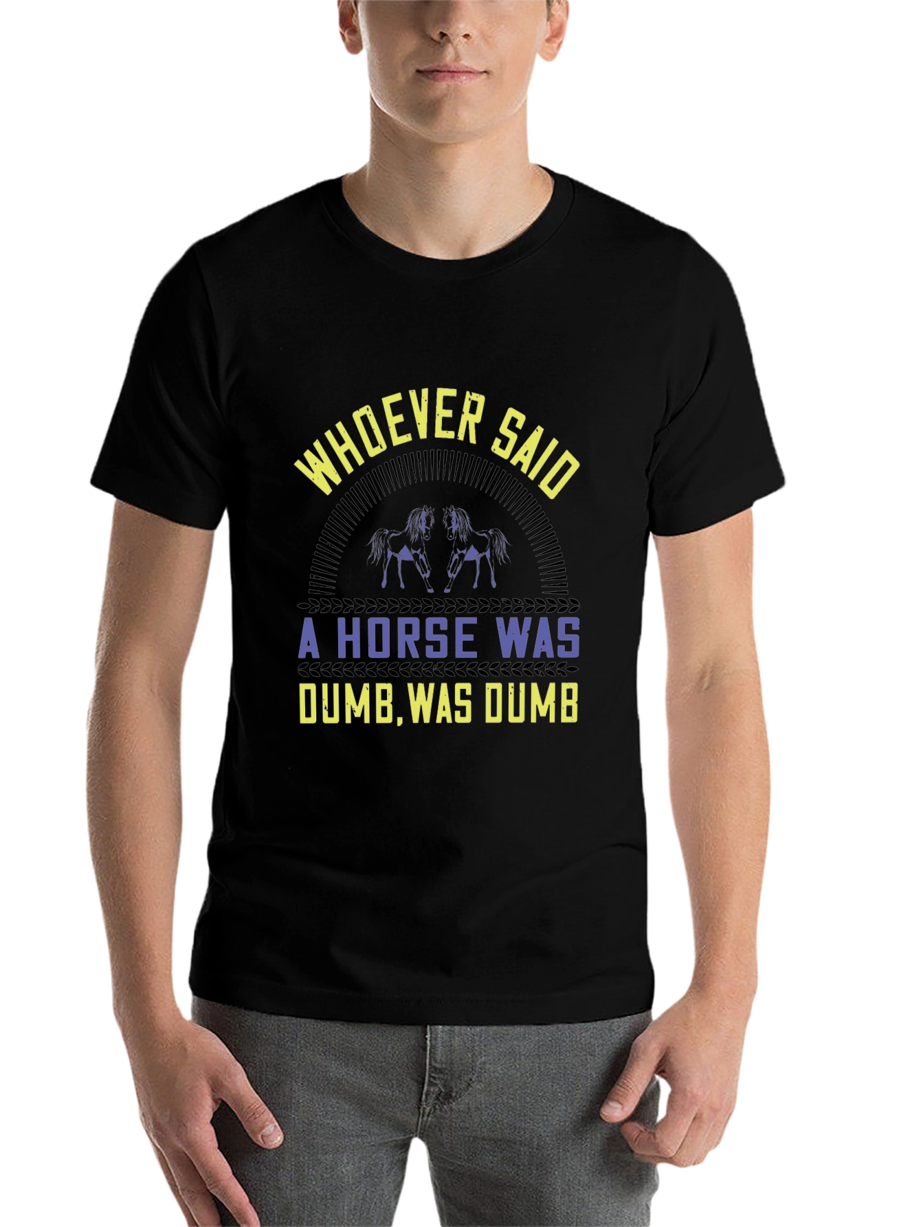 Black Horse Lover Graphic Tee - Whoever Said a Horse Was Dumb T-Shirt view 7