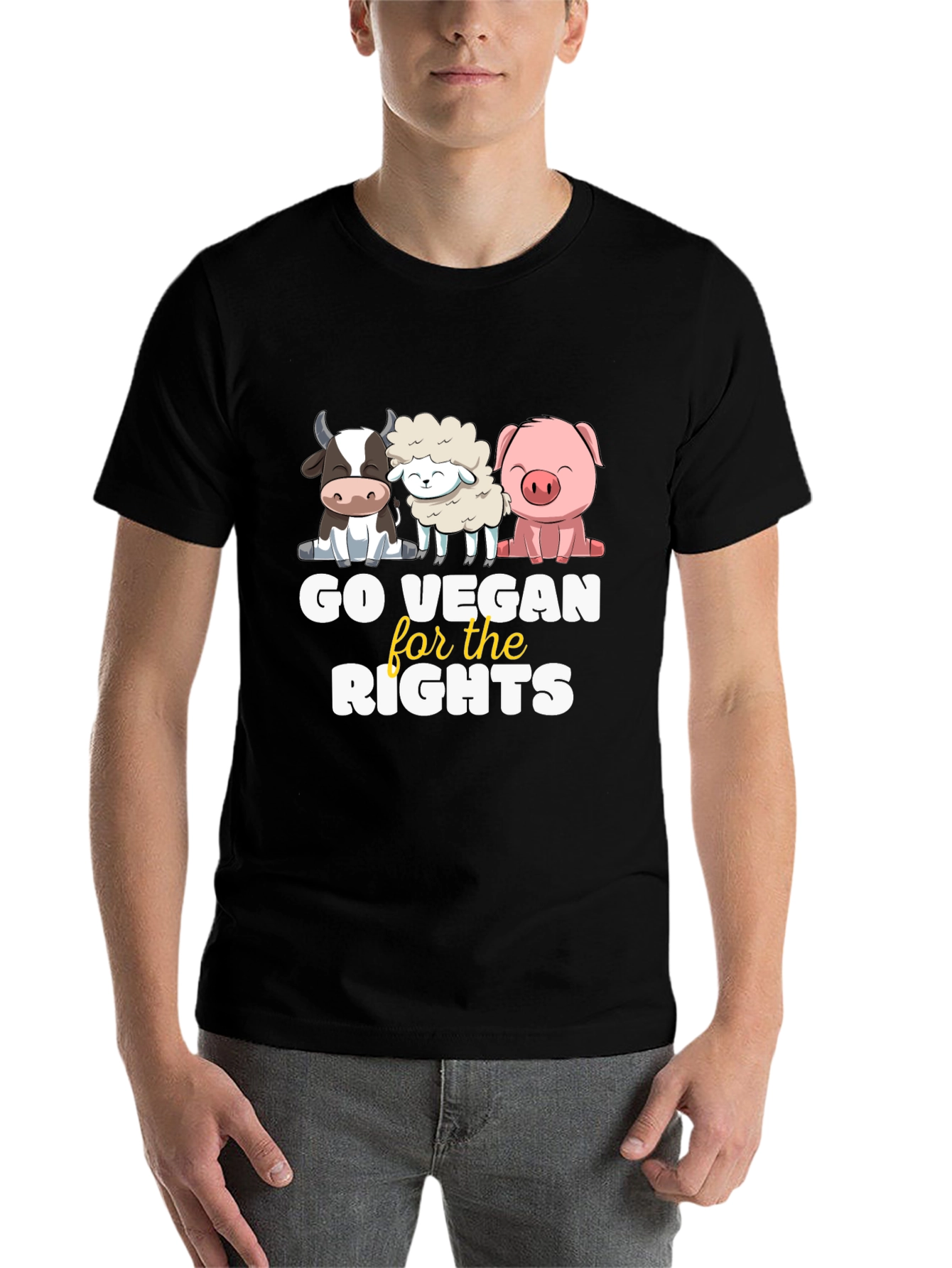 Black Go Vegan for the Rights Tee view 7