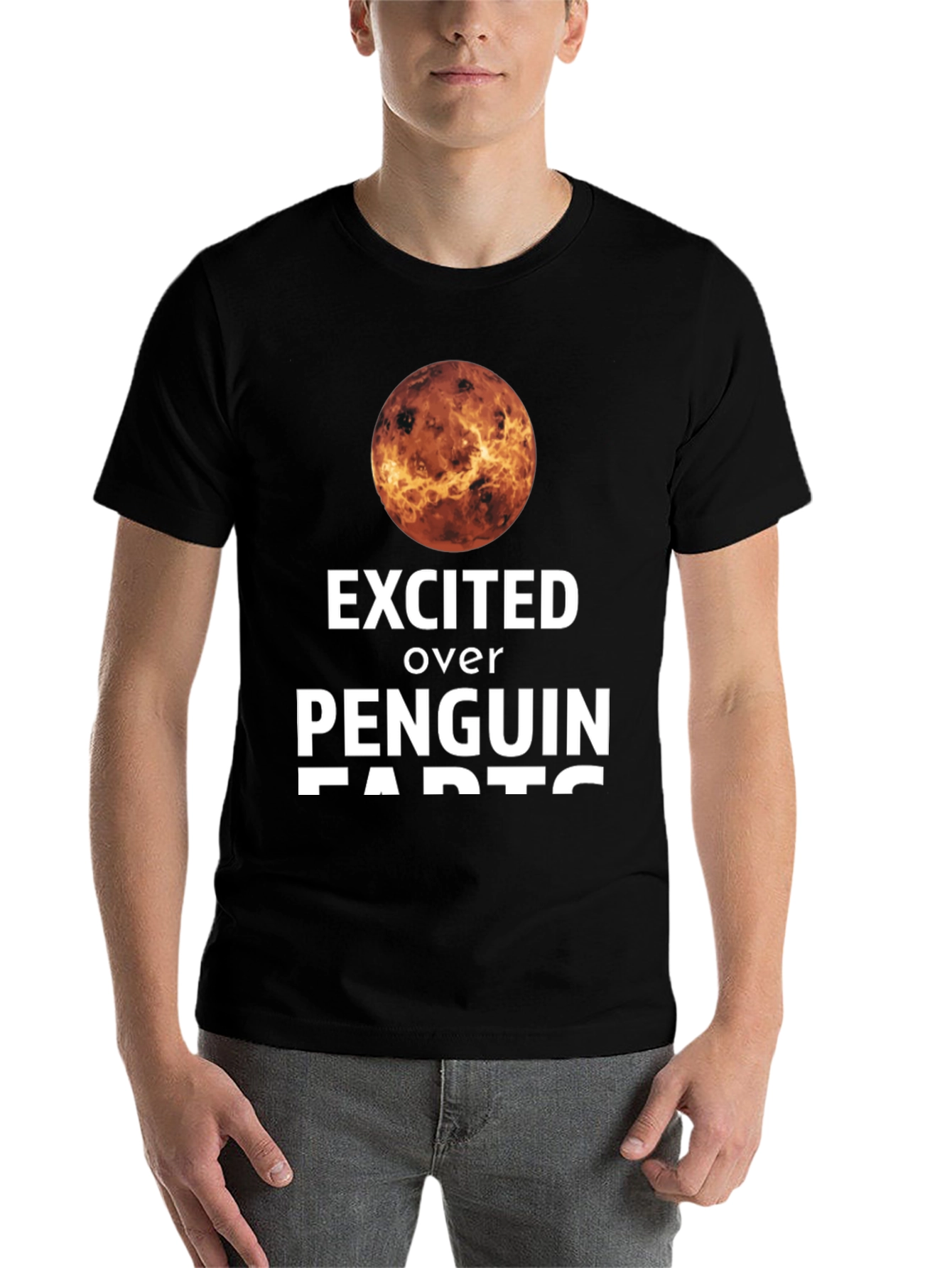 Black Excited Over Penguin Farts T-Shirt view 7
