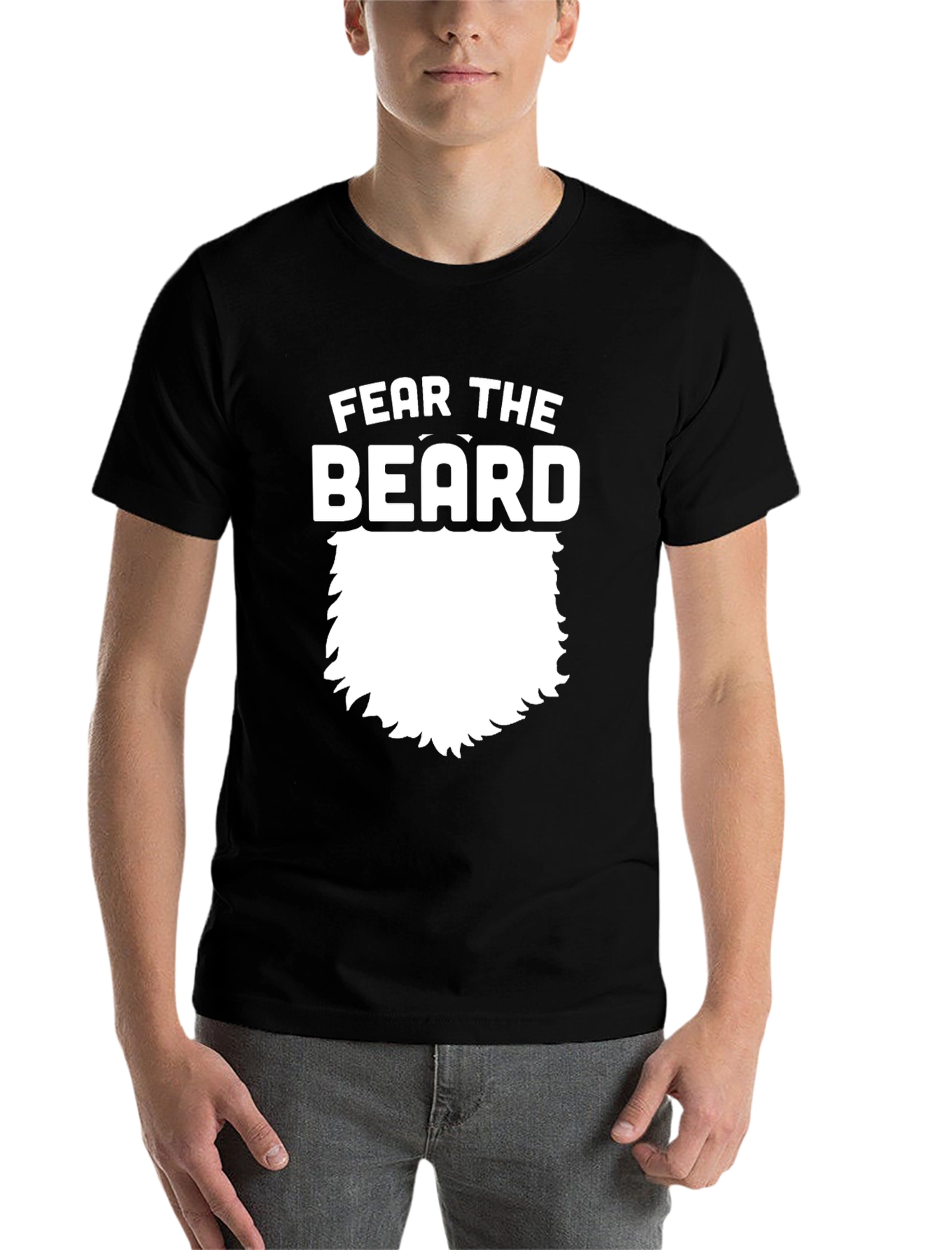 Black Fear The Beard Graphic Tee - Black Cotton T-Shirt view 7