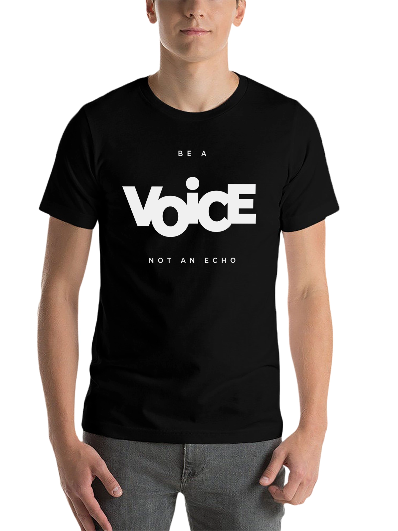 Black Be a Voice T-Shirt - Motivational Black Tee view 7