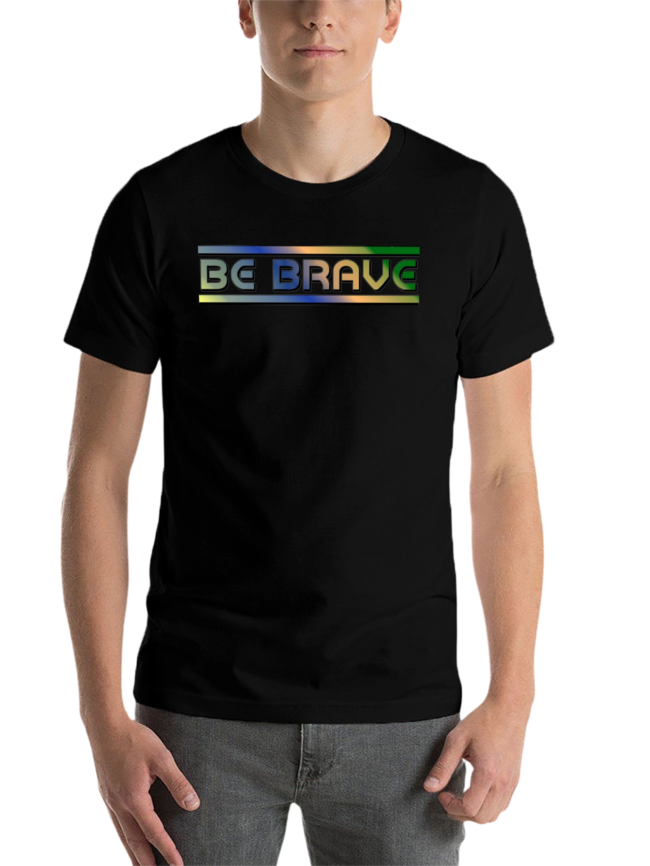 Black Be Brave T-Shirt - Gradient Text Design view 7