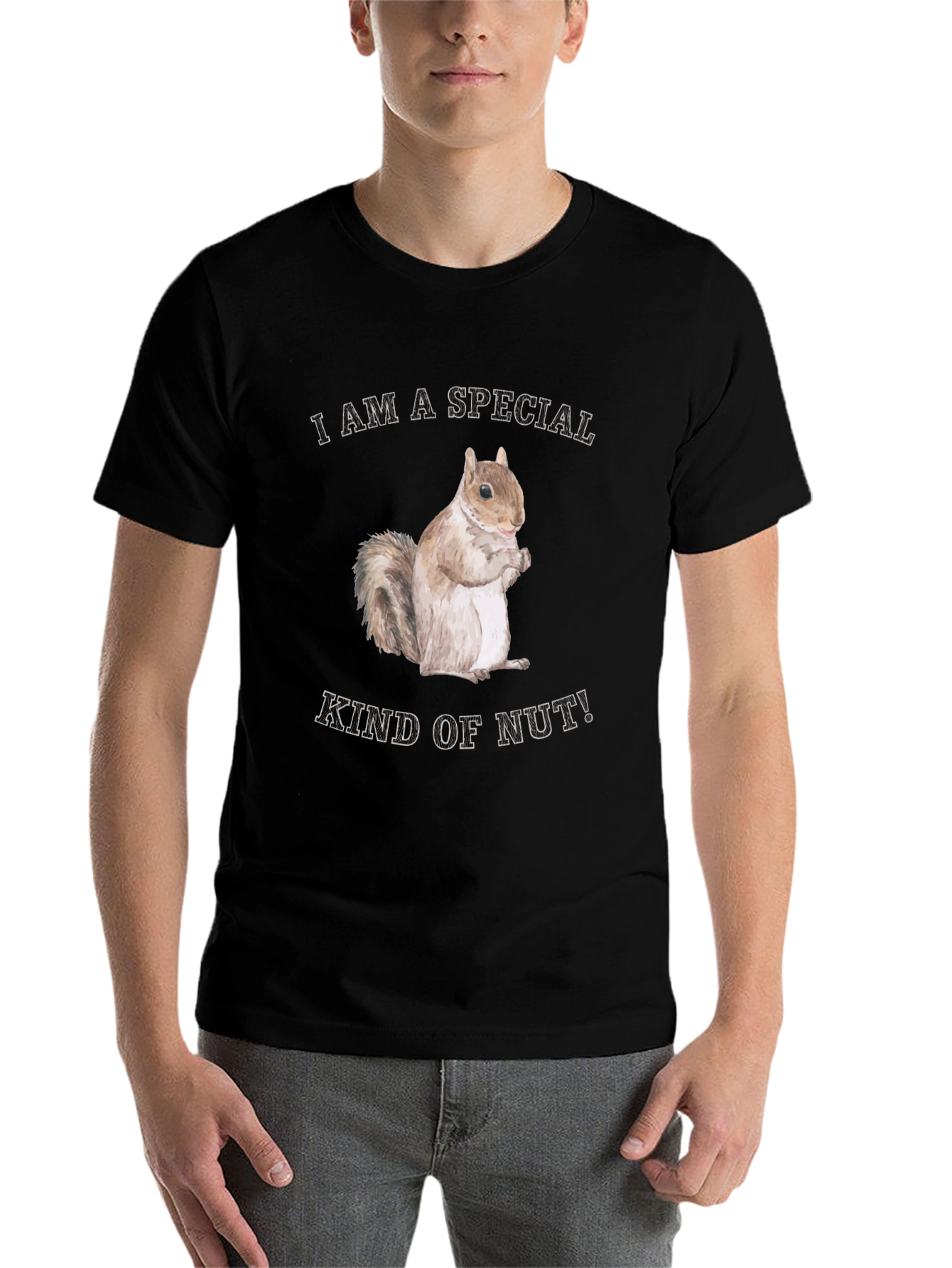 Black Funny Squirrel "Special Kind of Nut" Graphic T-Shirt view 7