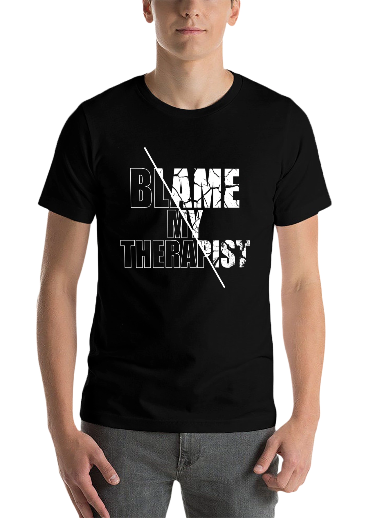 Black Blame My Therapist Graphic Tee - Funny T-Shirt view 7