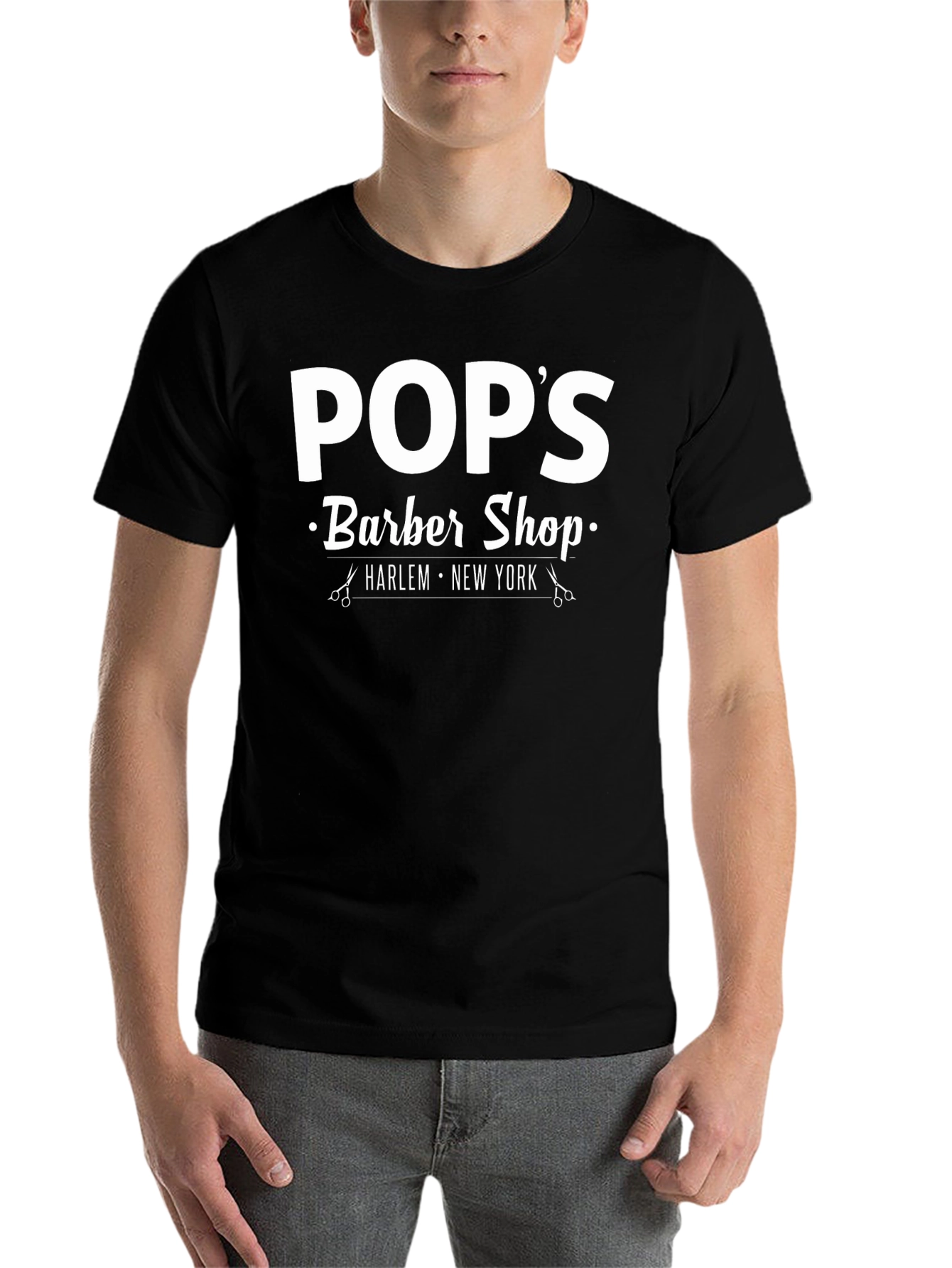Black Pops Barber Shop Harlem NYC T-Shirt view 7