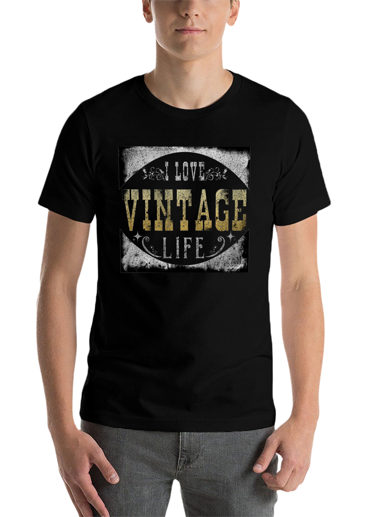 Black I Love Vintage Life Black T-Shirt view 7