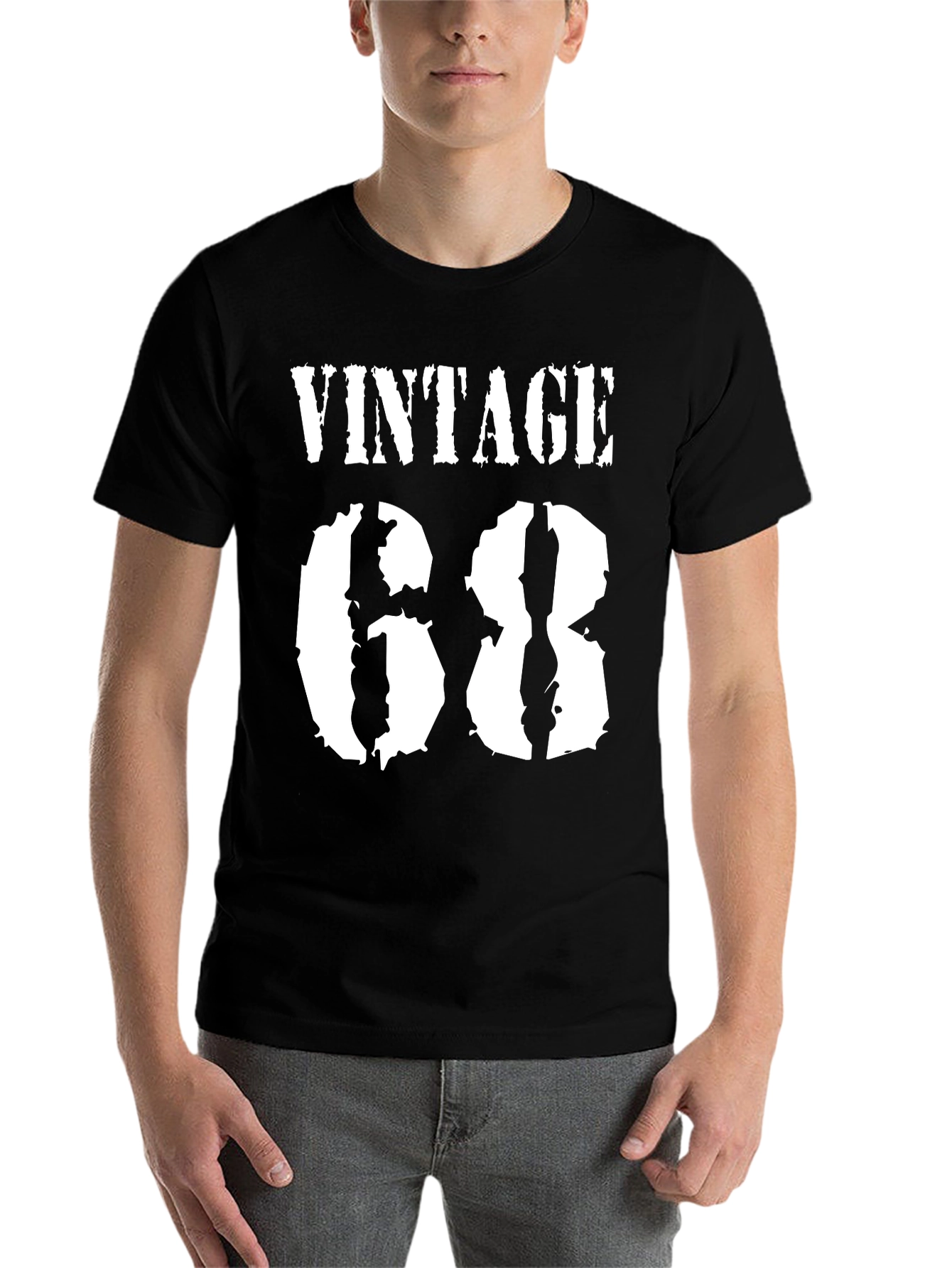 Black Vintage 68 T-Shirt - Classic Birthday Tee view 7