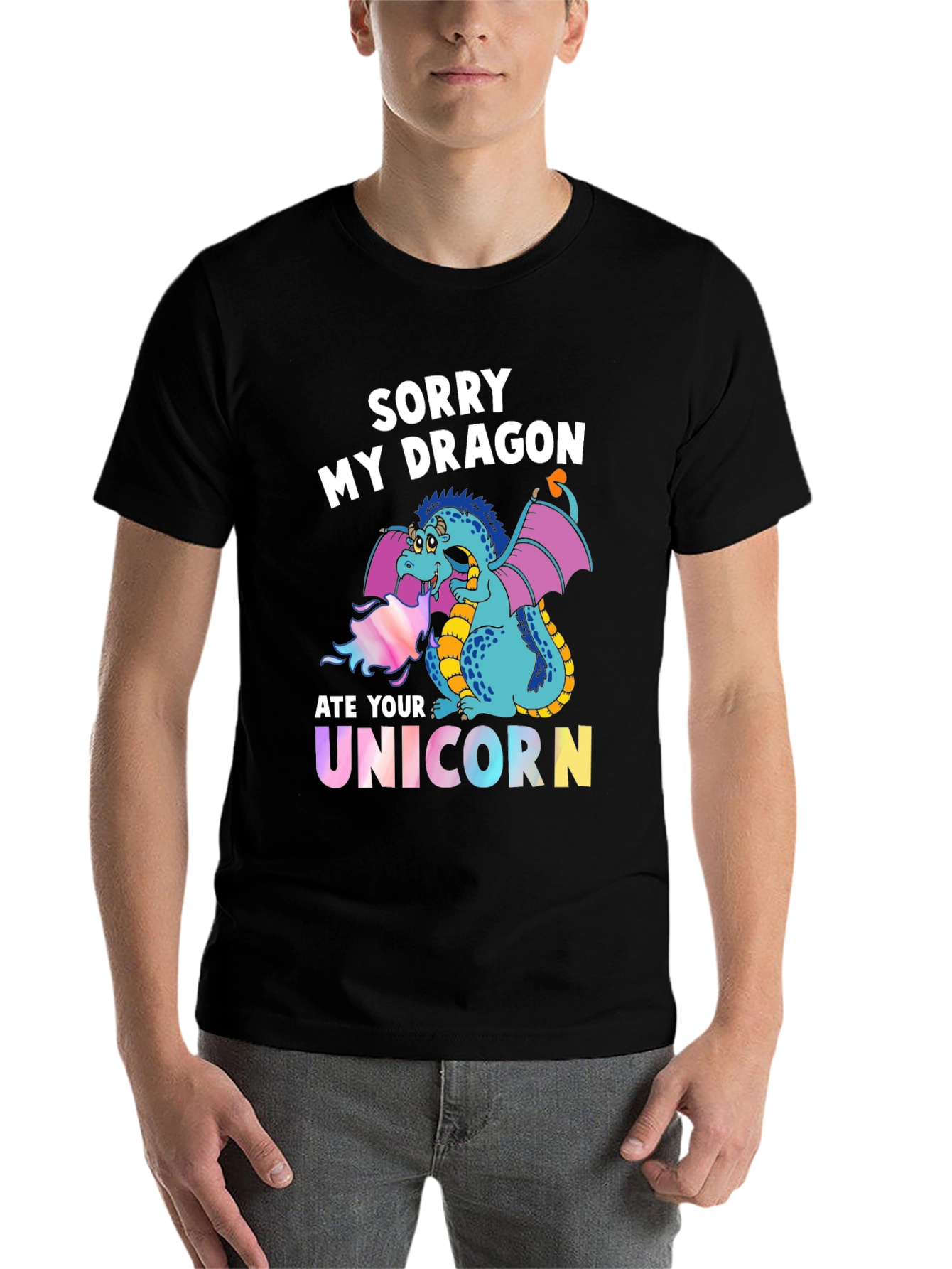 Black Sorry My Dragon Ate Your Unicorn T-Shirt view 7