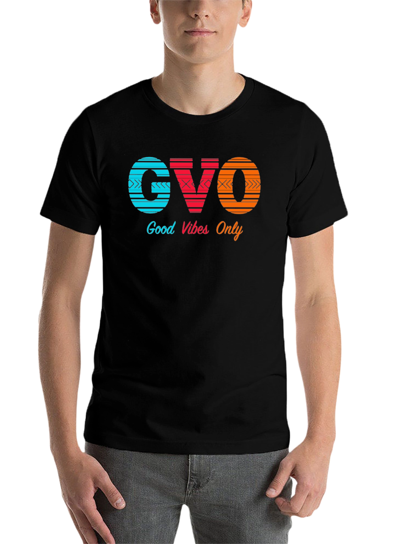 Black Good Vibes Only Graphic Tee - Trendy Design view 7