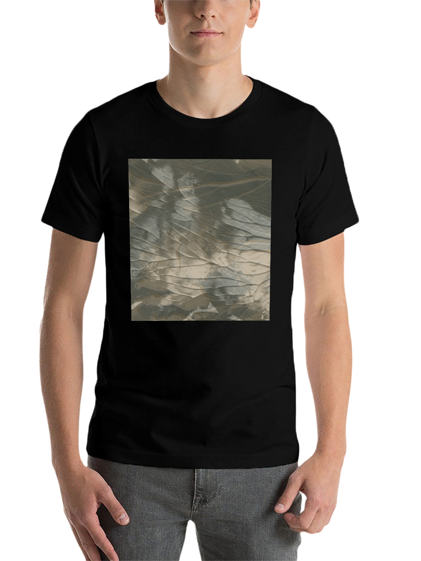 Black Abstract Pattern Black T-Shirt view 7
