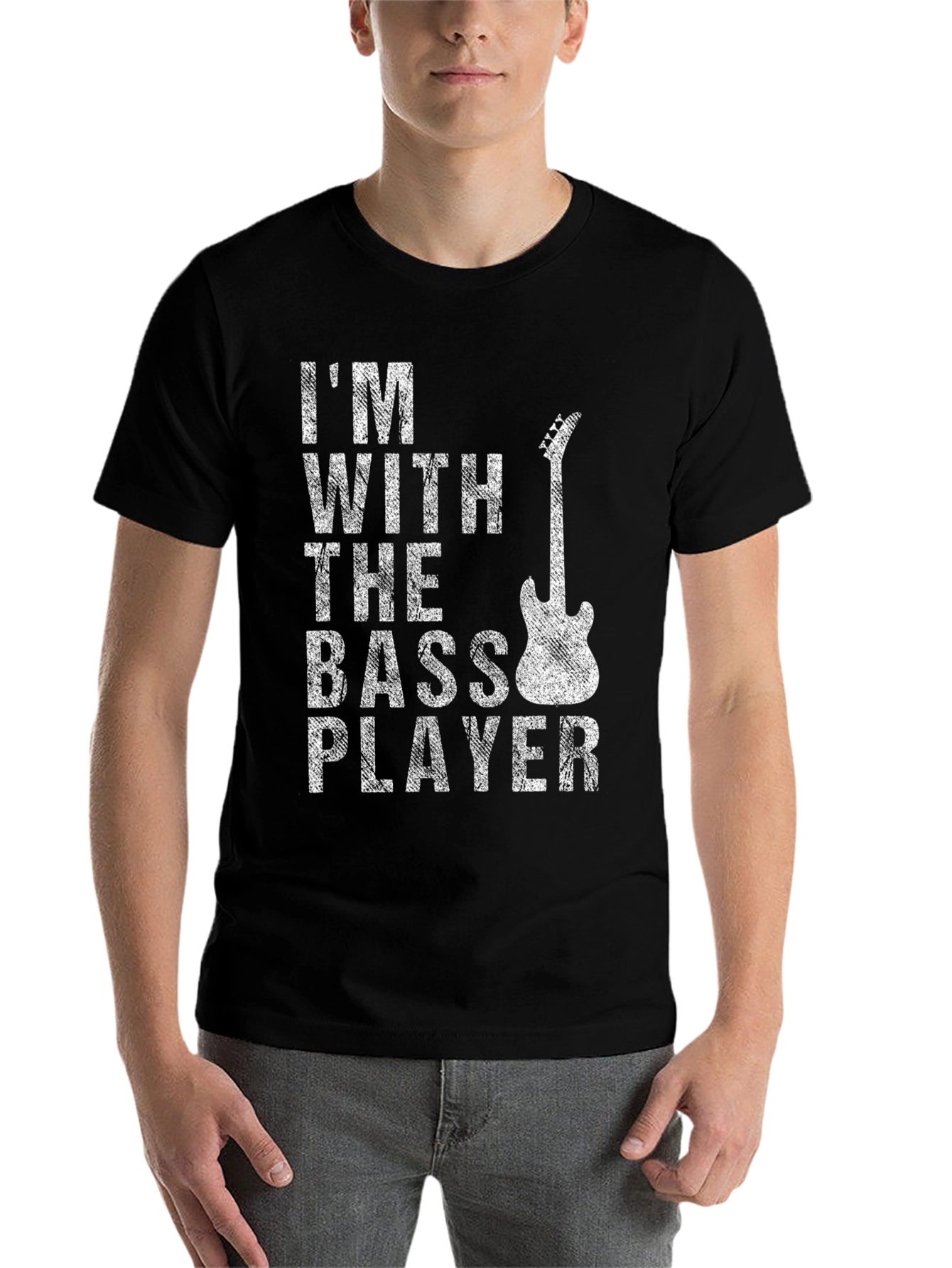Black I'm With the Bass Player Black T-Shirt view 7