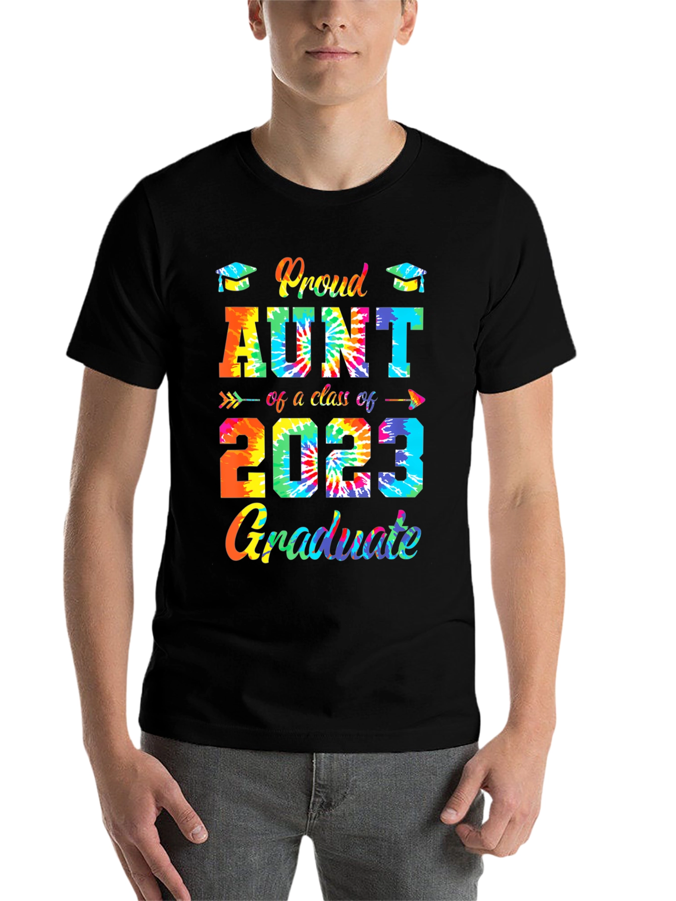 Black Proud Aunt Class of 2023 Graduate Tie-Dye T-Shirt view 7