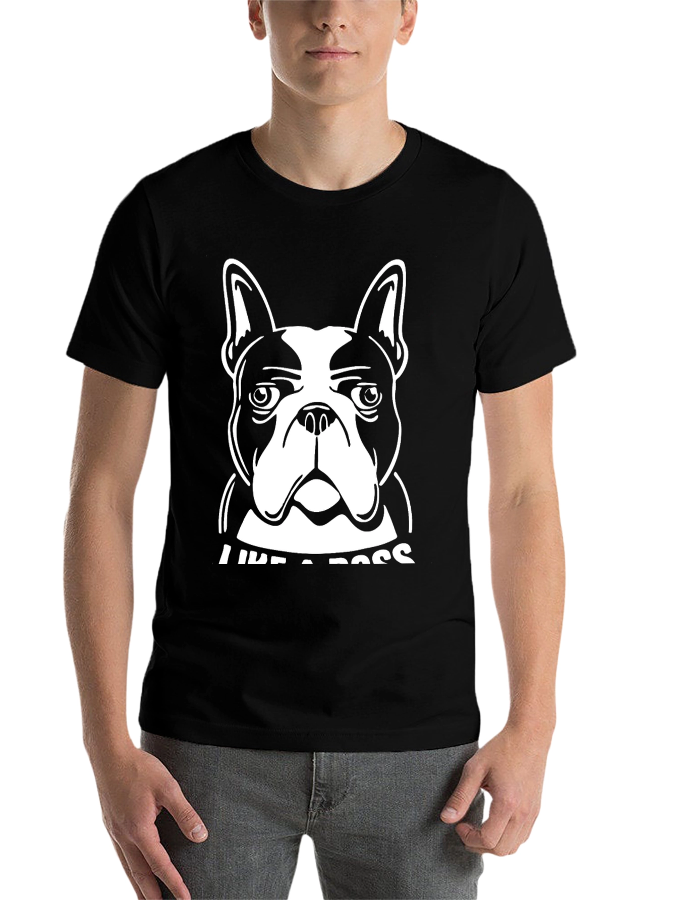 Black Like a Boss Dog Graphic Tee - Black Cotton Blend view 7