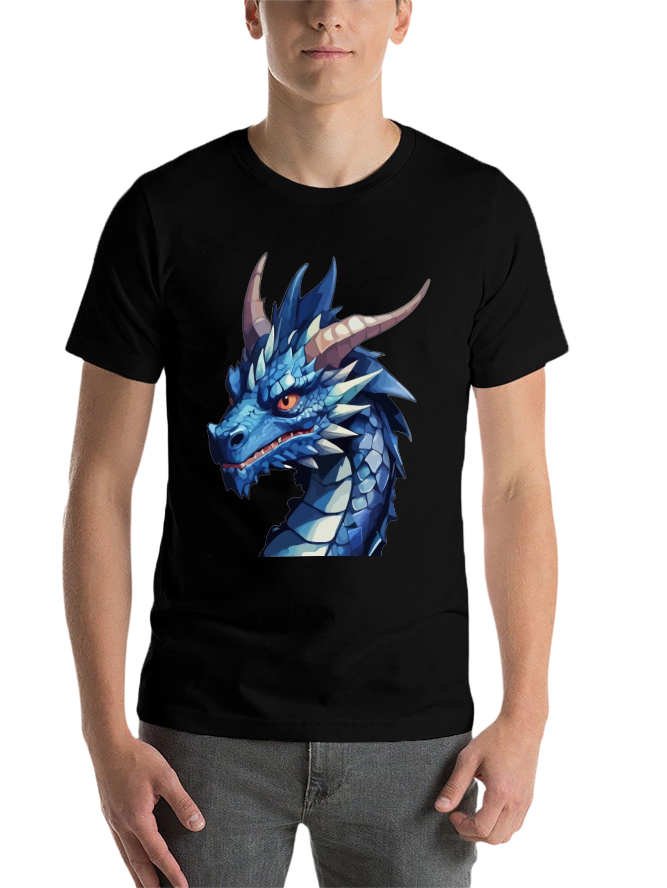 Black Dragon Graphic Tee - Black Cotton Blend T-Shirt view 7