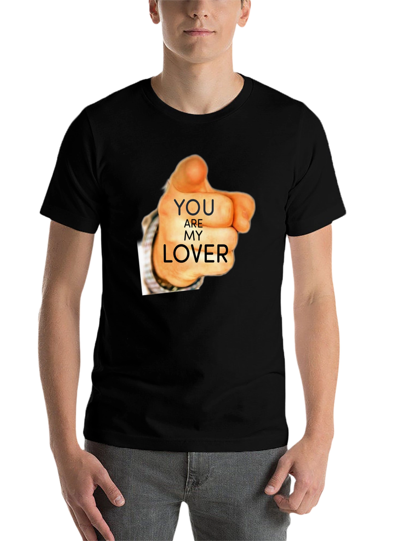 Black You Are My Lover Graphic Tee - Black Cotton T-Shirt view 7