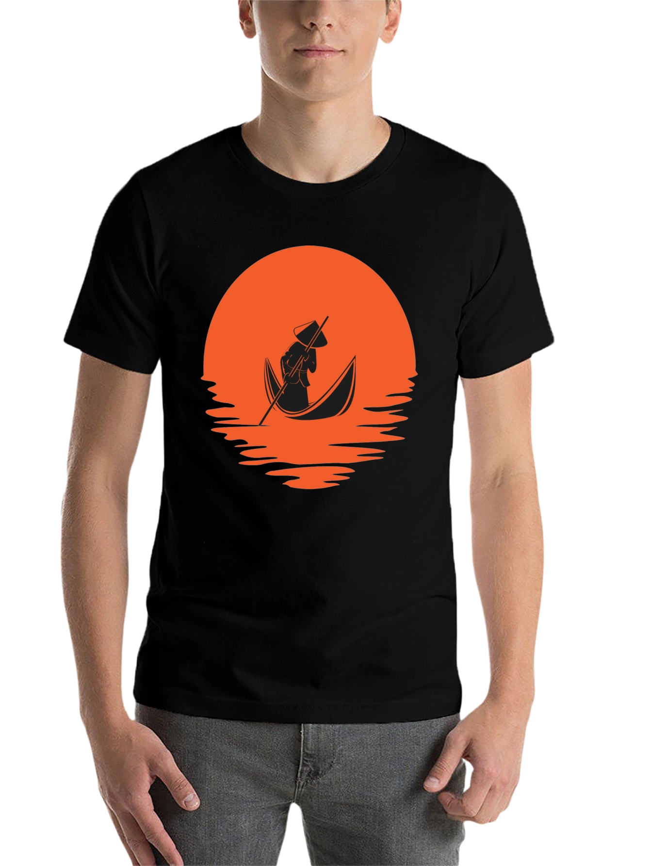 Black Sunset Boat Ride Graphic Tee - Black view 7