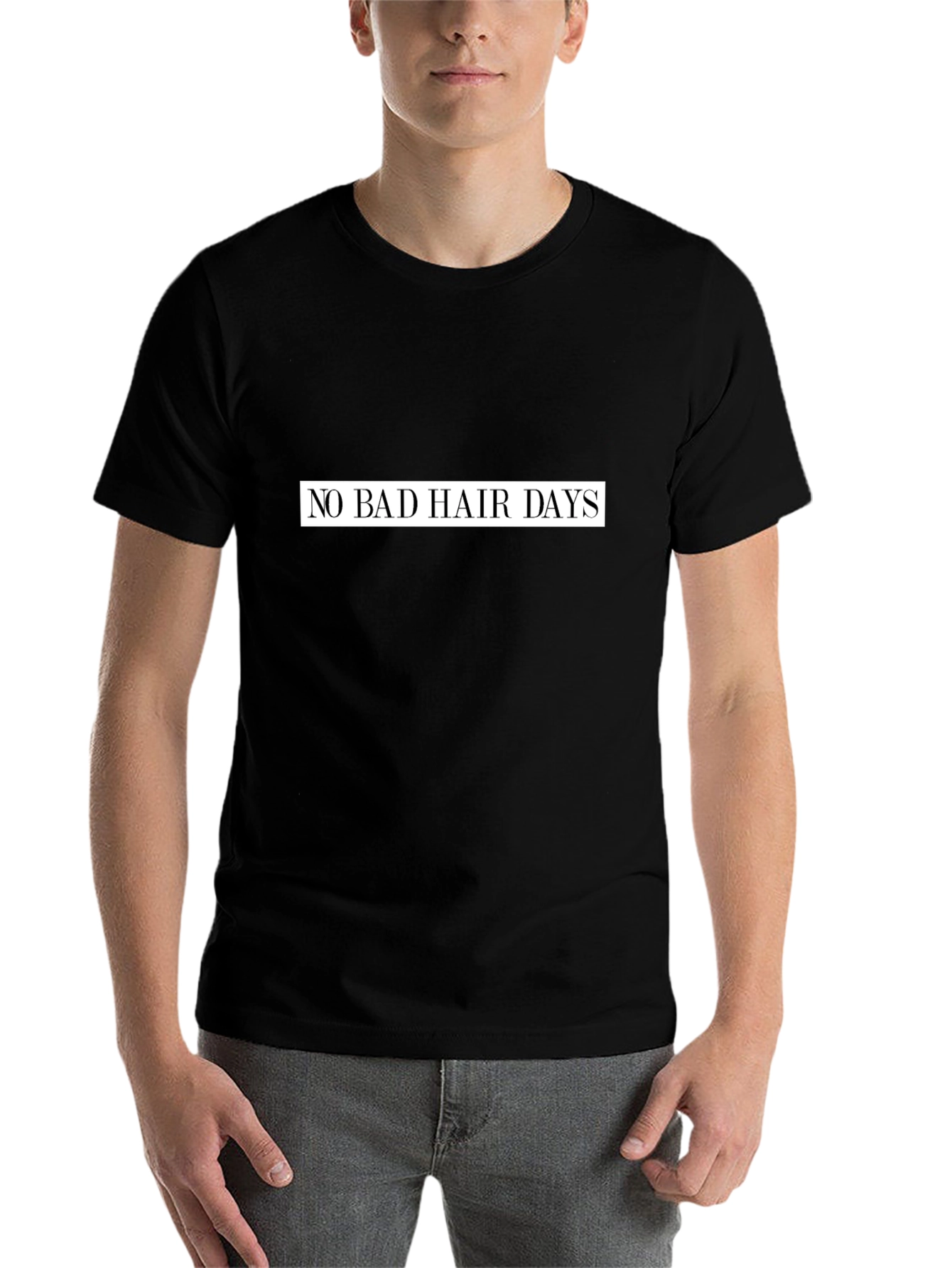 Black No Bad Hair Days Graphic Tee - Black Casual Shirt view 7