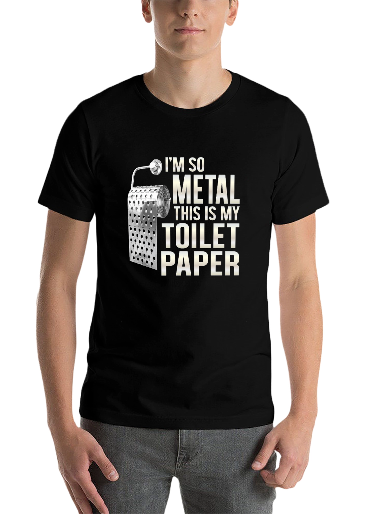 Black I'm So Metal Toilet Paper T-Shirt - Funny Novelty Tee view 7