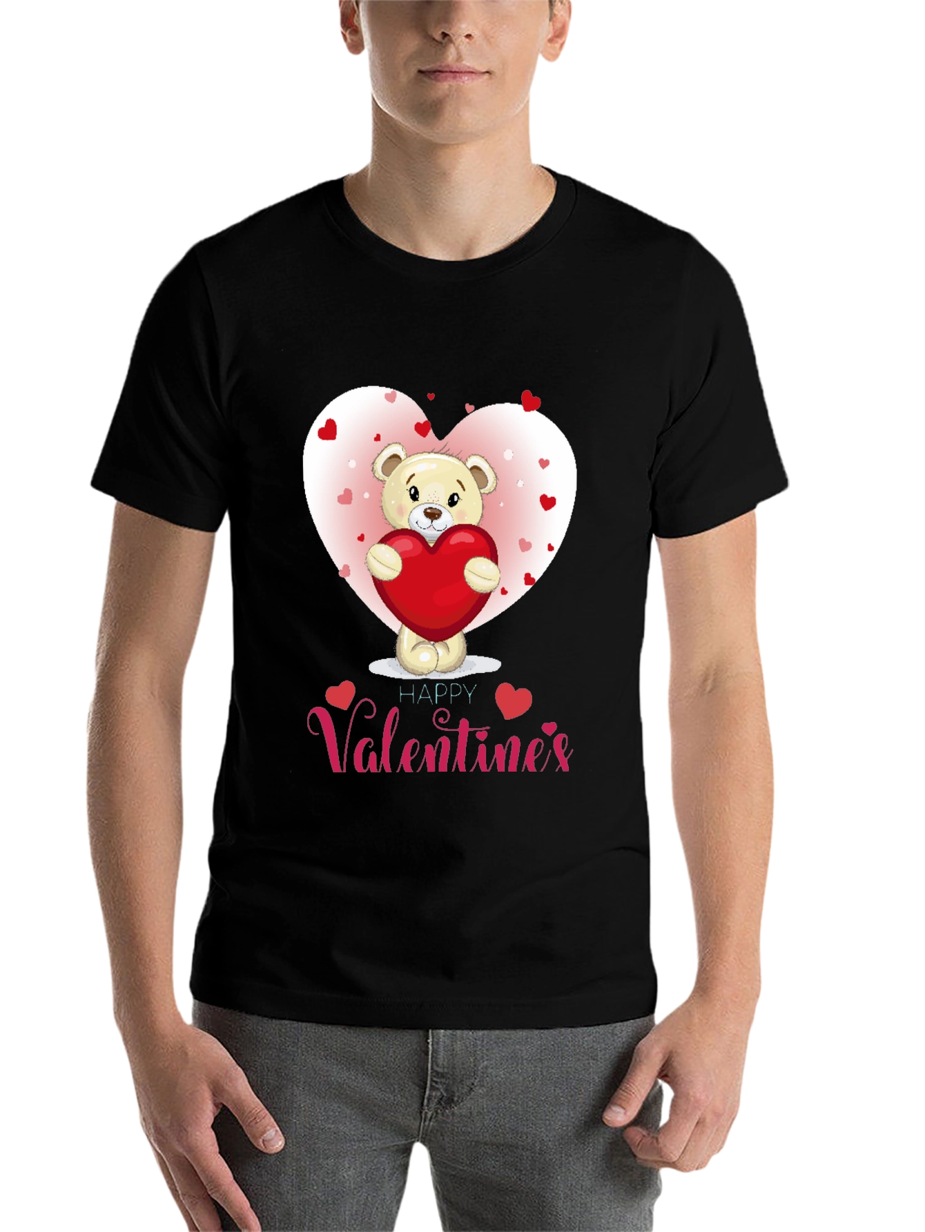 Black Valentine's Day Bear T-Shirt view 7