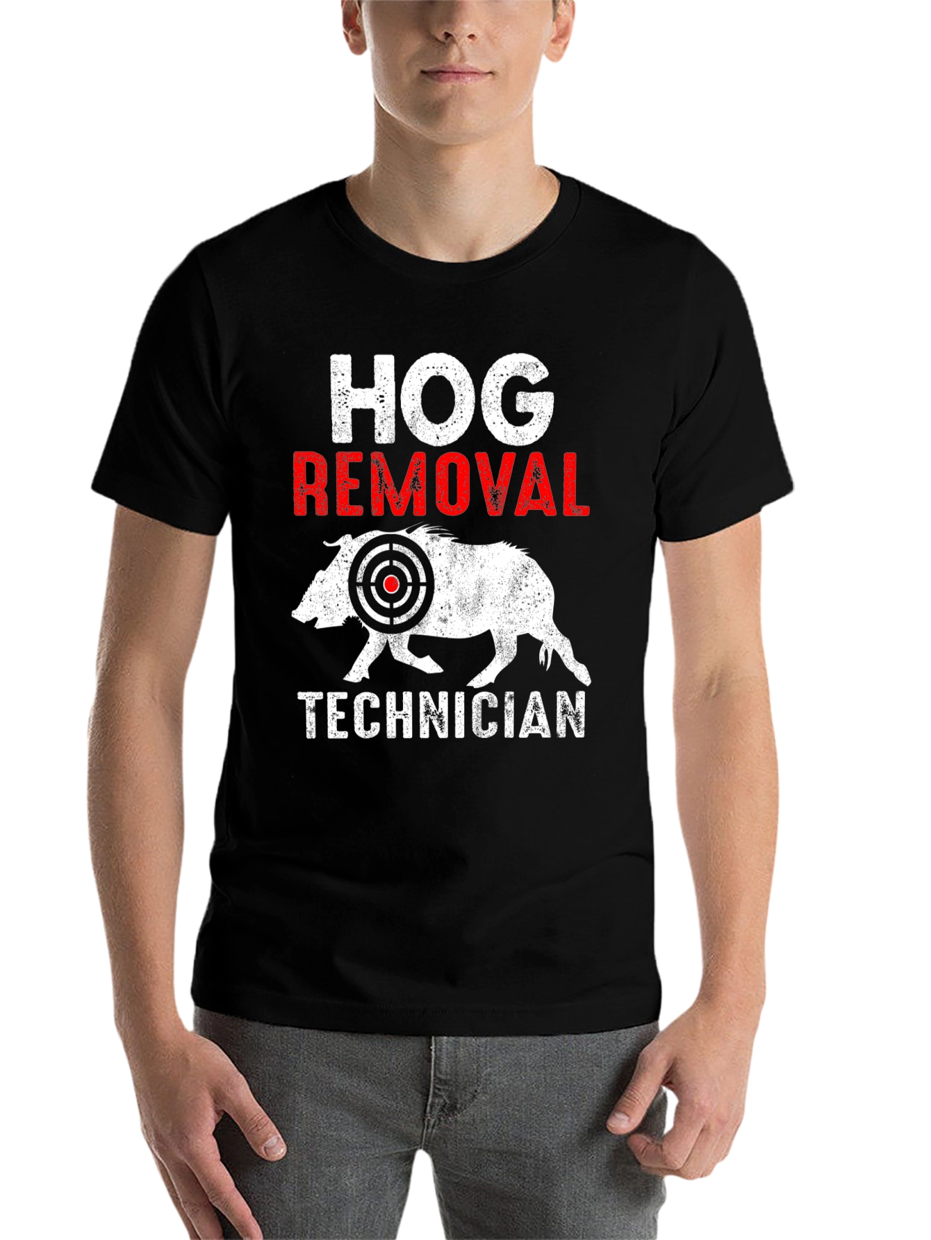 Black Hog Removal Technician T-Shirt view 7