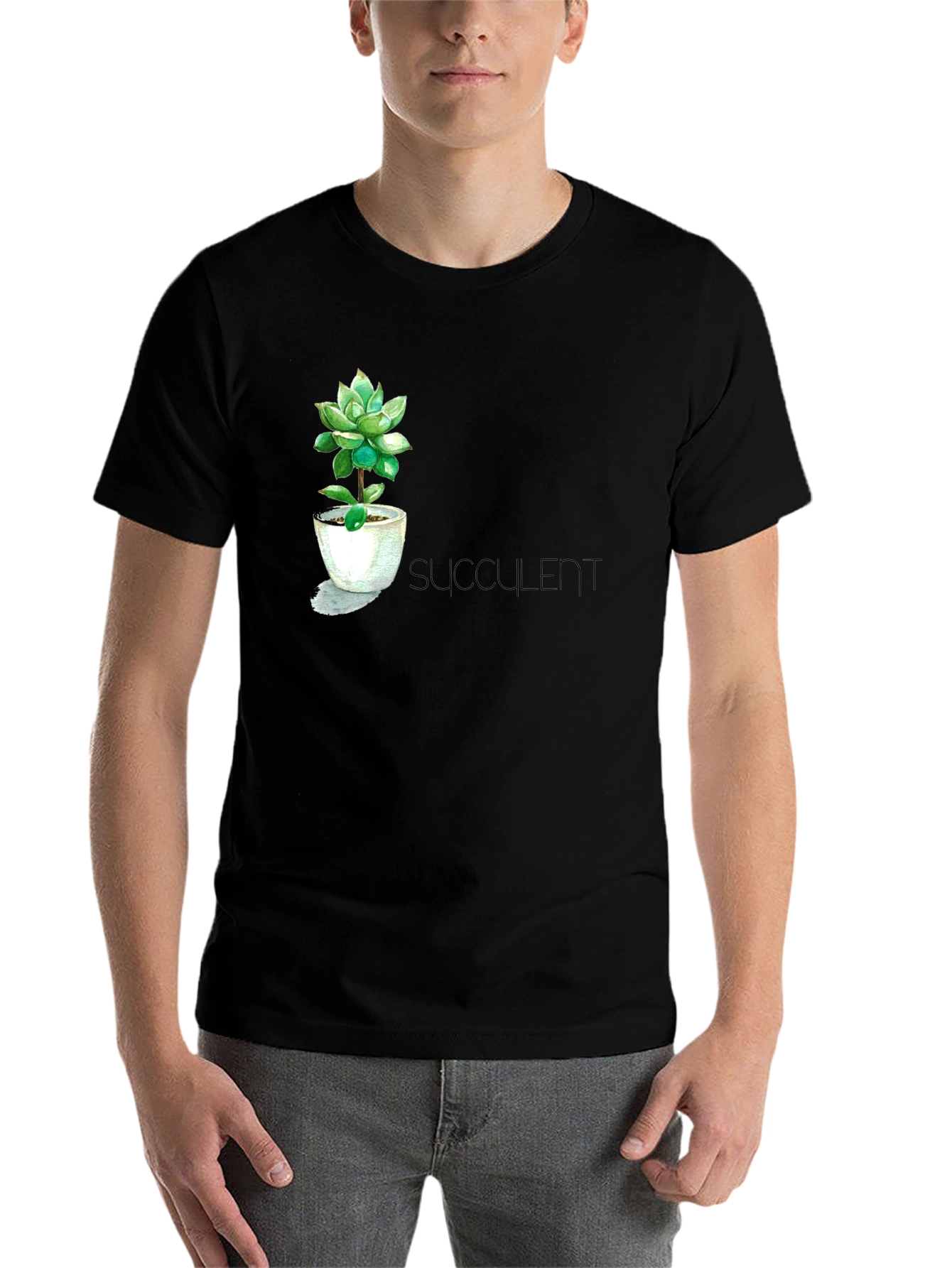 Black Stylish Succulent T-Shirt view 7