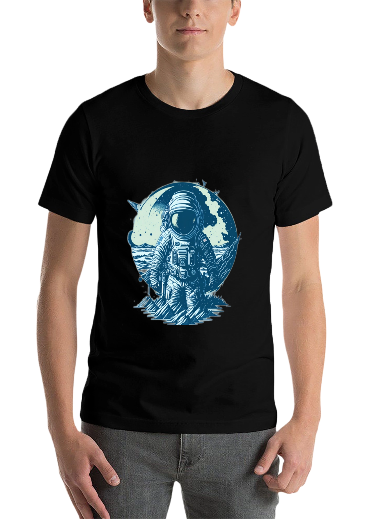 Black Astronaut Graphic Tee - Space Explorer T-Shirt view 7