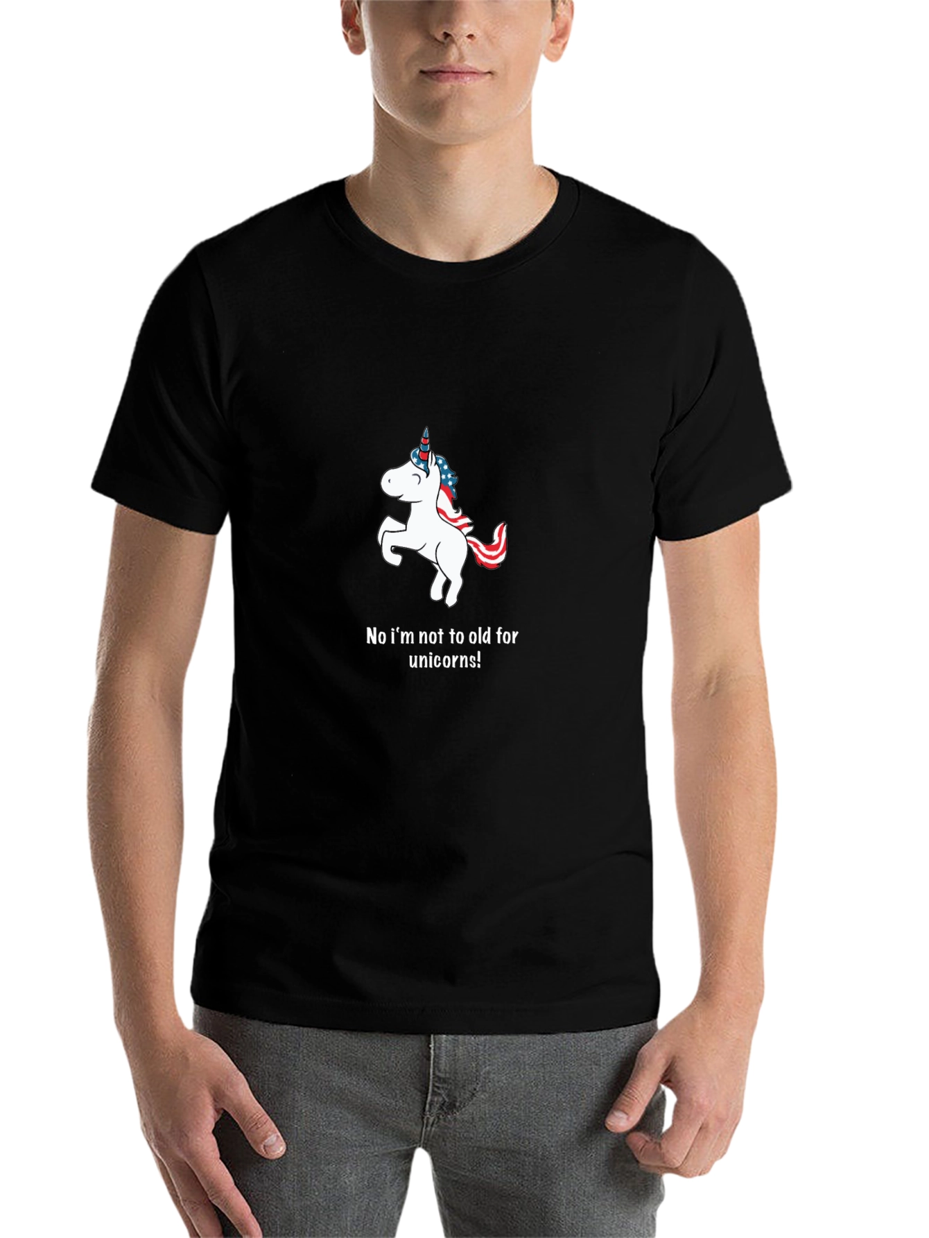 Black Unicorn T-Shirt: I'm Not Too Old! view 7