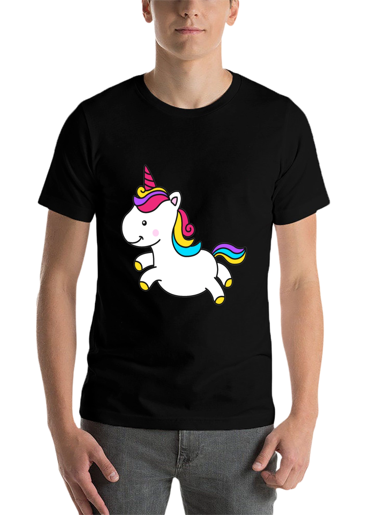 Black Unicorn Graphic Tee - Black Cotton Blend view 7