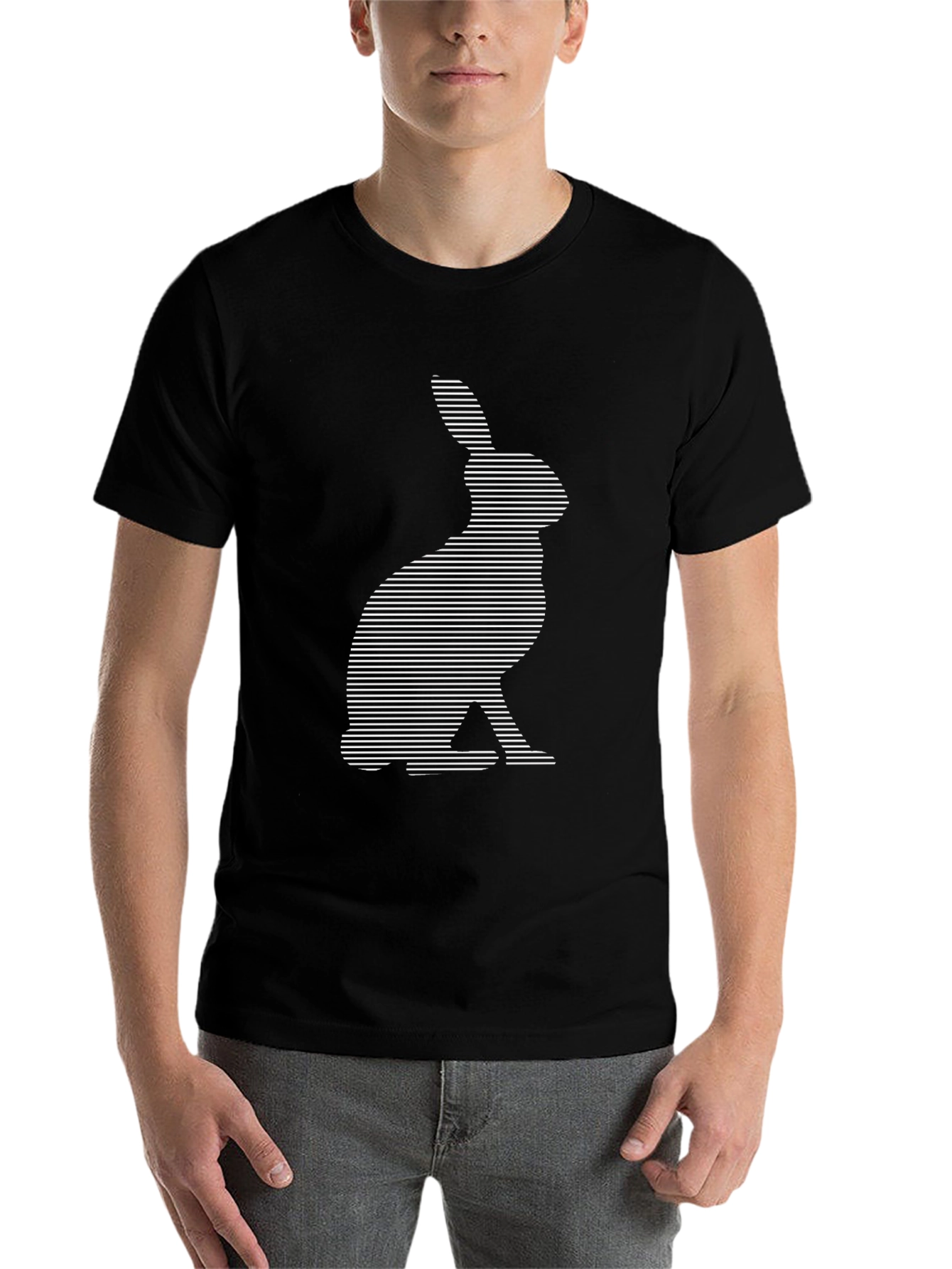 Black Rabbit Striped Graphic T-Shirt - Modern Style view 7