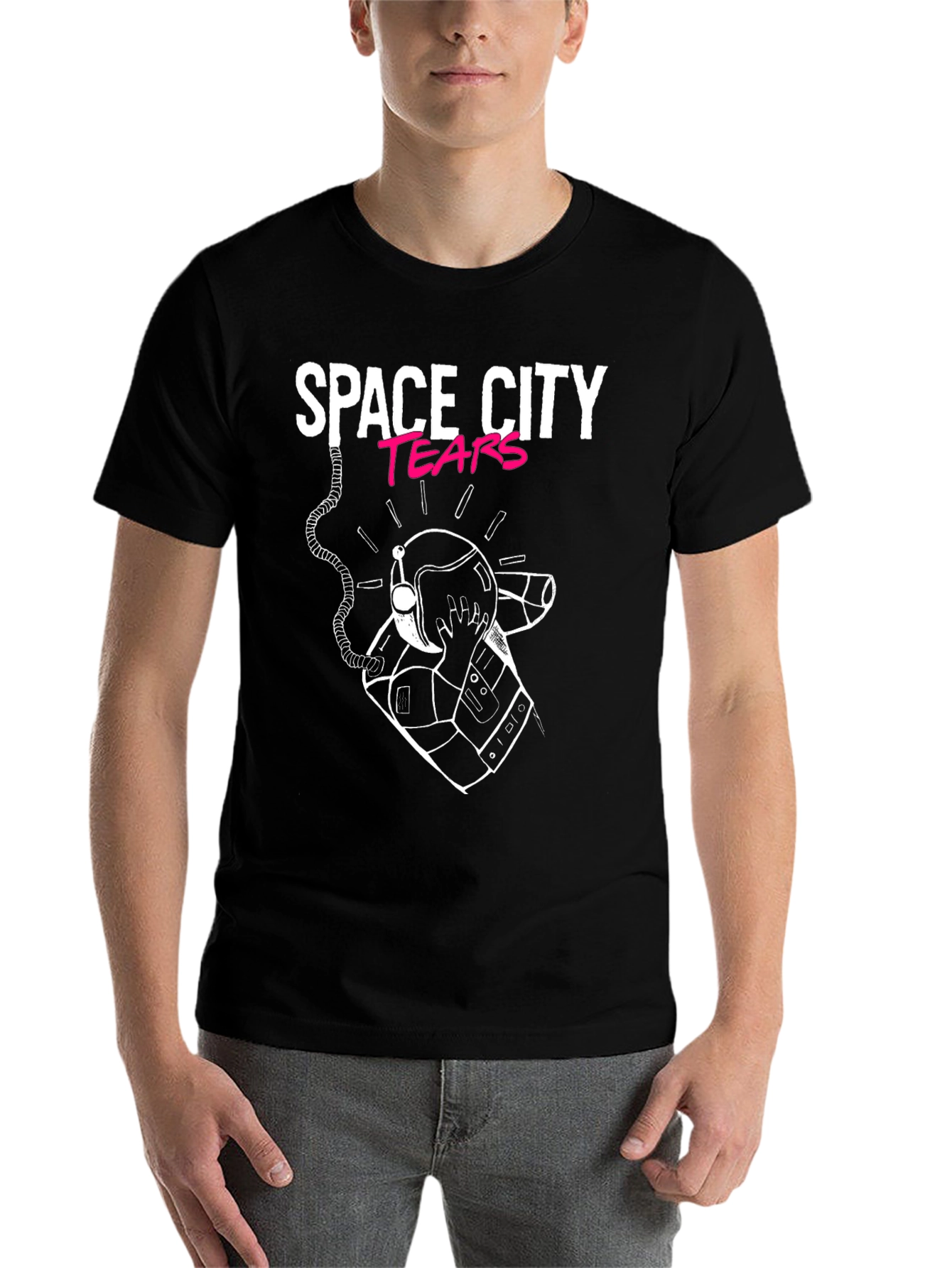 Black Space City Tears Graphic Black T-Shirt view 7