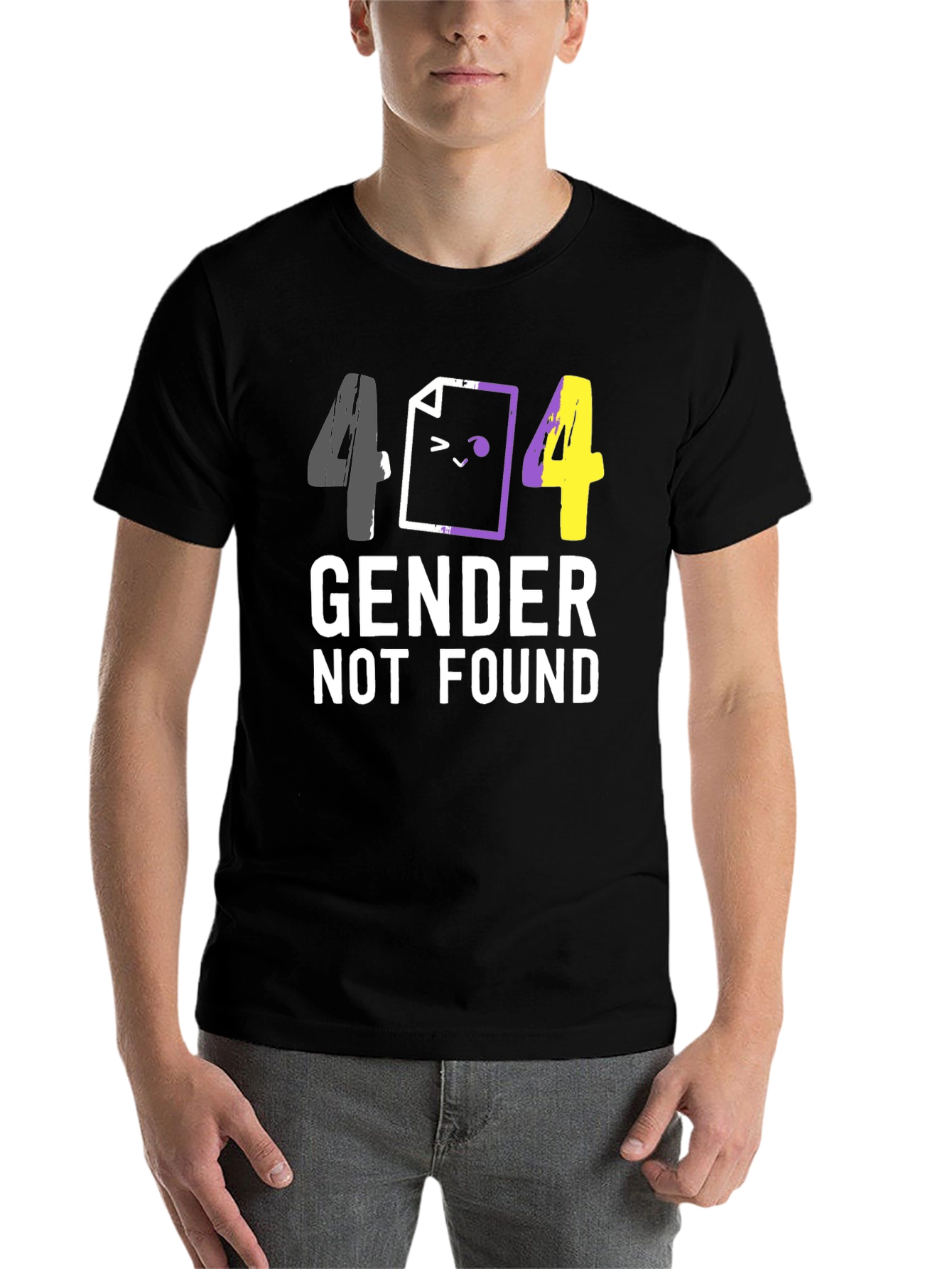Black 404 Gender Not Found Unisex T-Shirt view 7