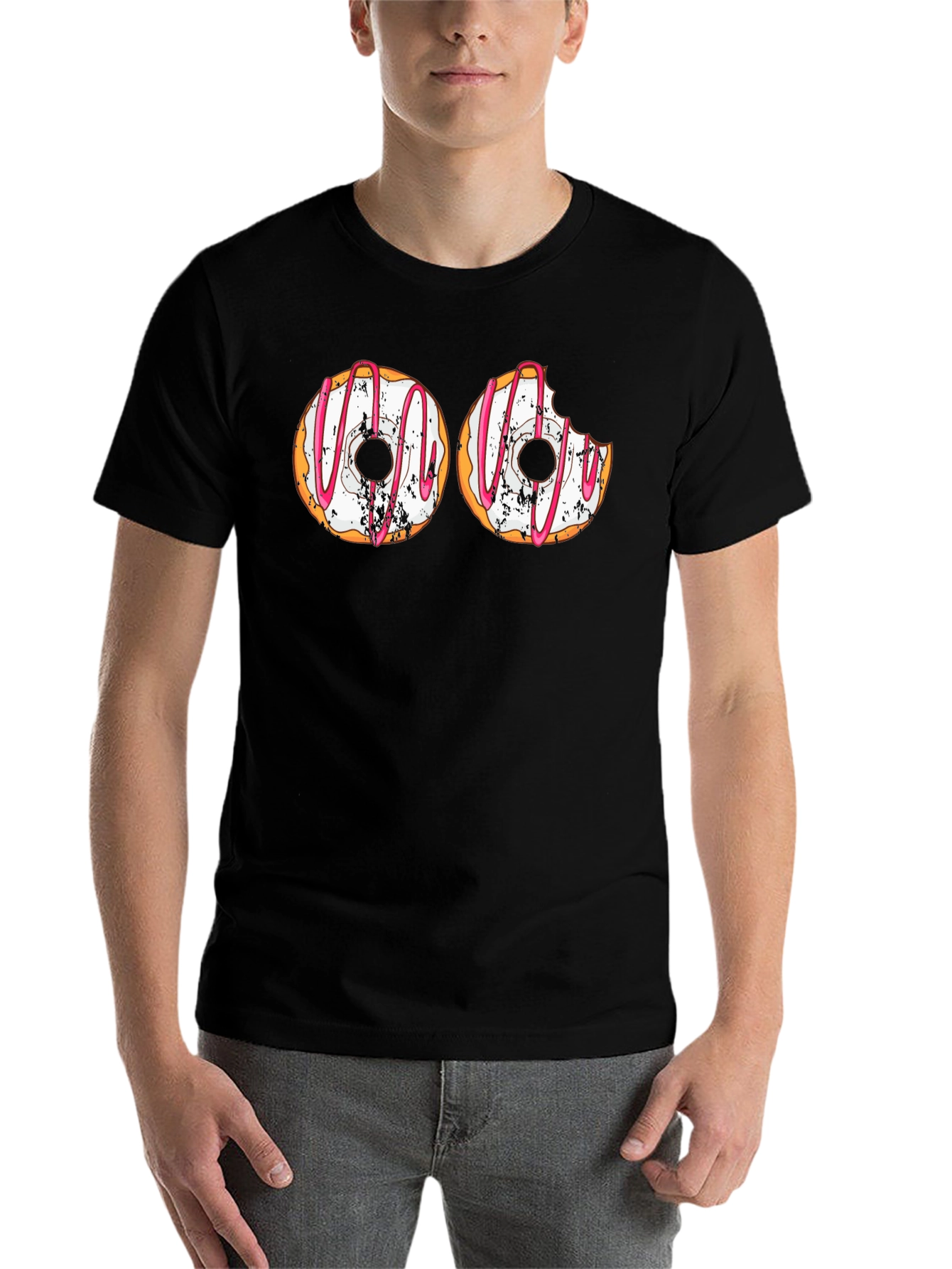 Black Funny Donut Graphic T-Shirt - Humor Apparel view 7