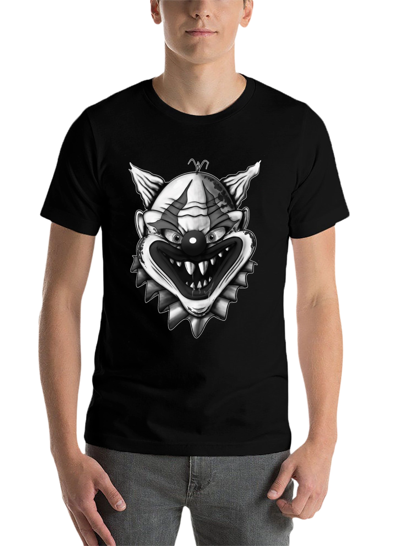 Black Creepy Clown Graphic Print Tee - Horror T-Shirt view 7