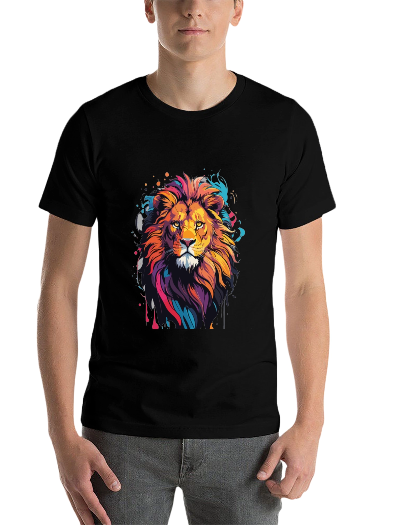 Black Lion Graphic Tee - Men's Black T-Shirt view 7