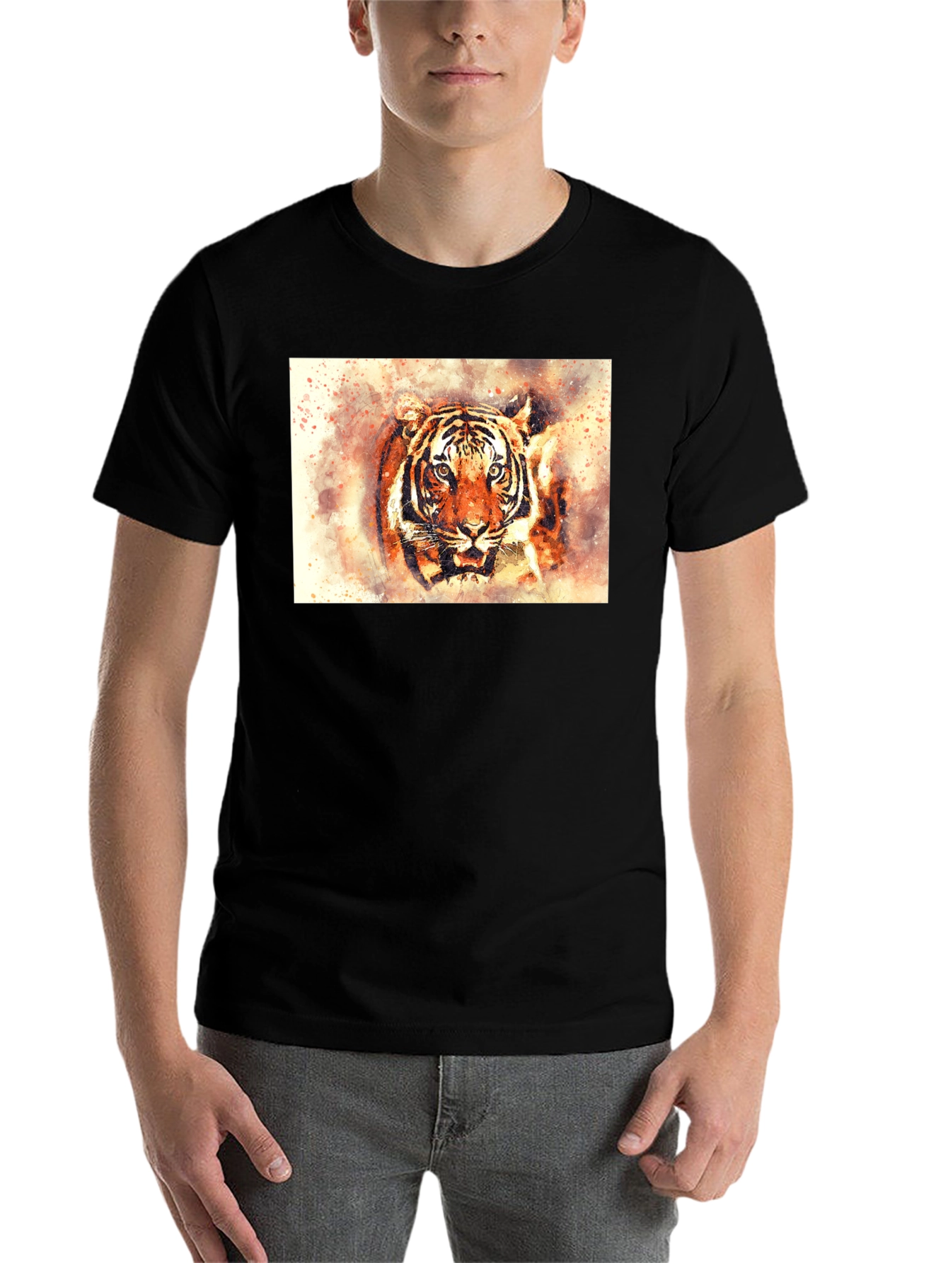 Black Tiger Watercolor Graphic Tee view 7