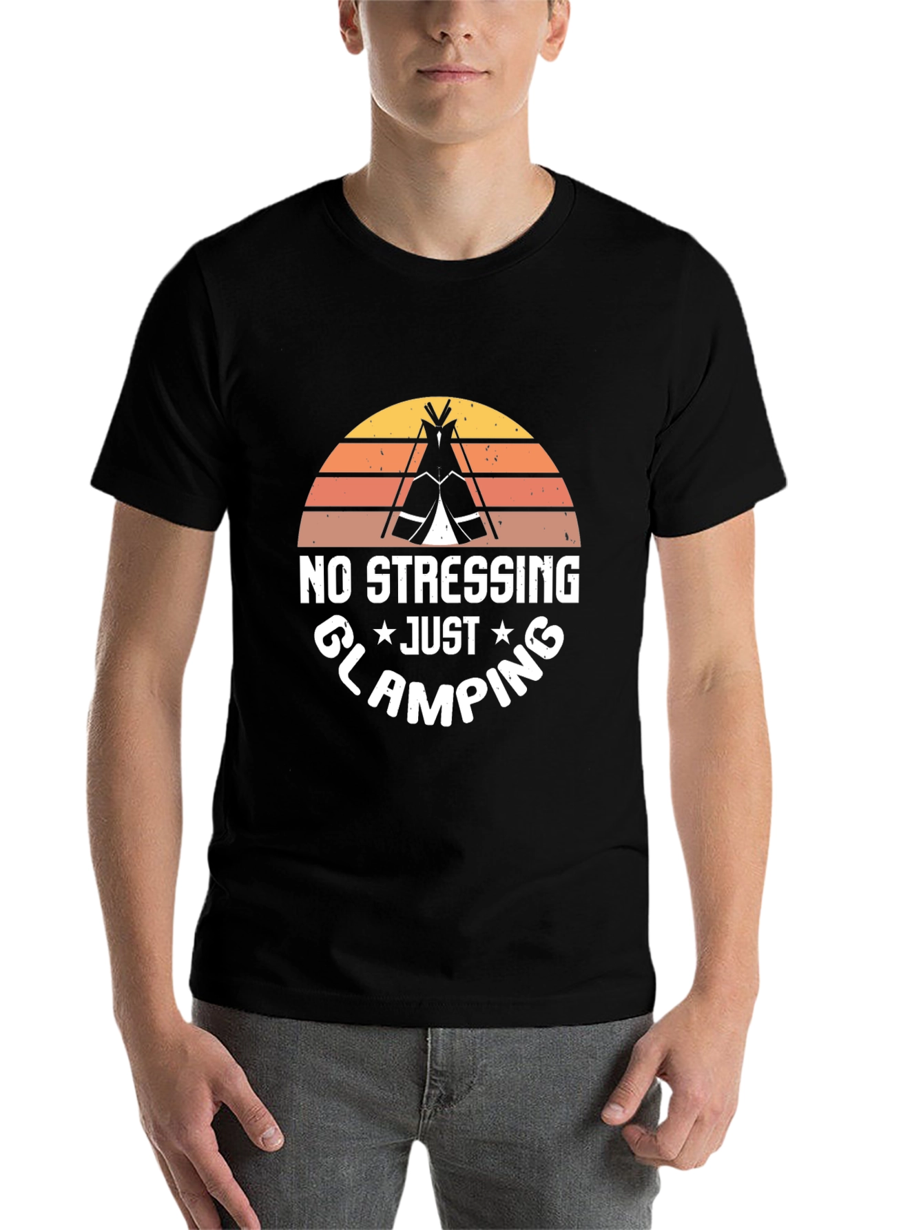 Black No Stressing Just Glamping T-Shirt view 7