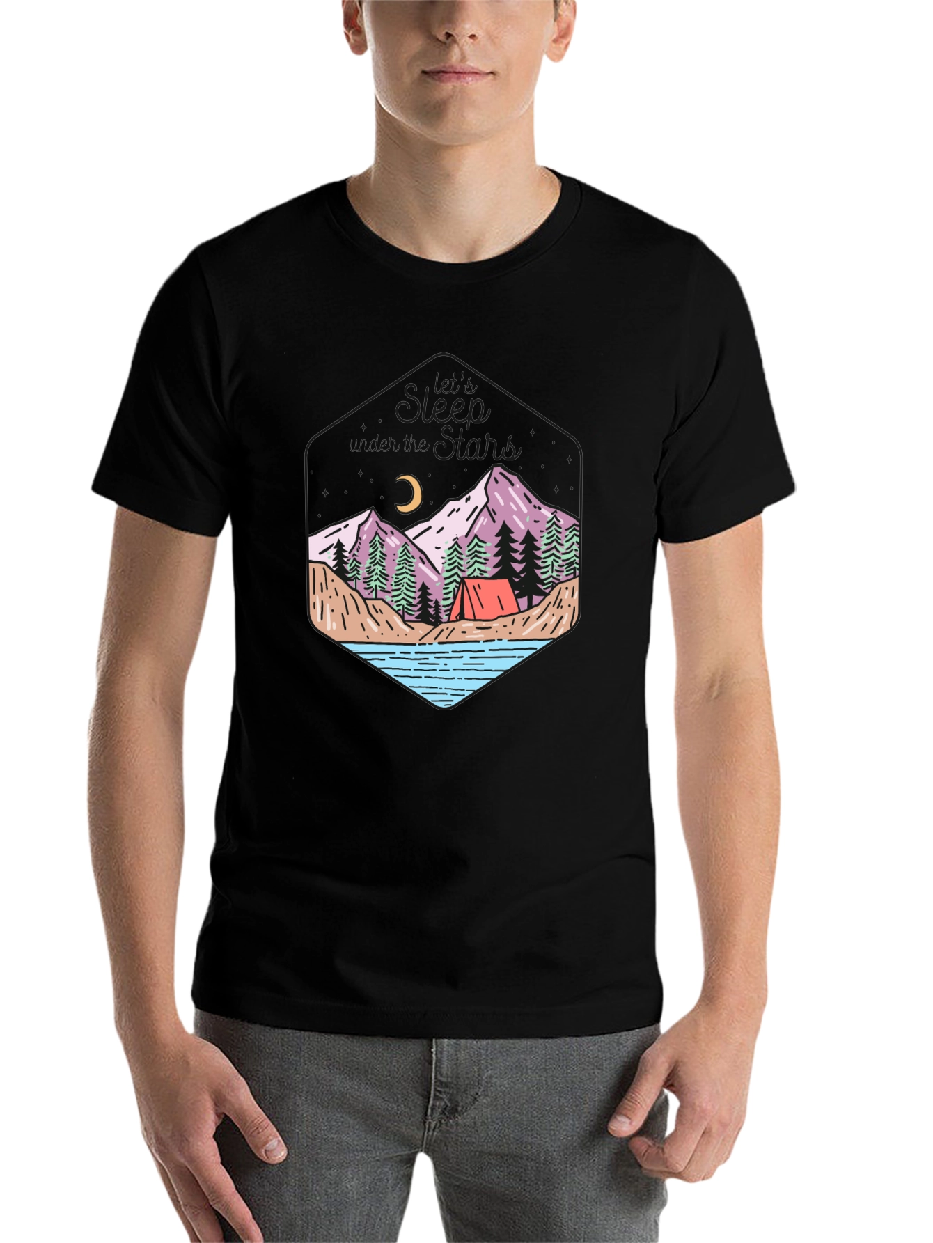 Black Outdoor Adventure T-Shirt - Camping Theme view 7