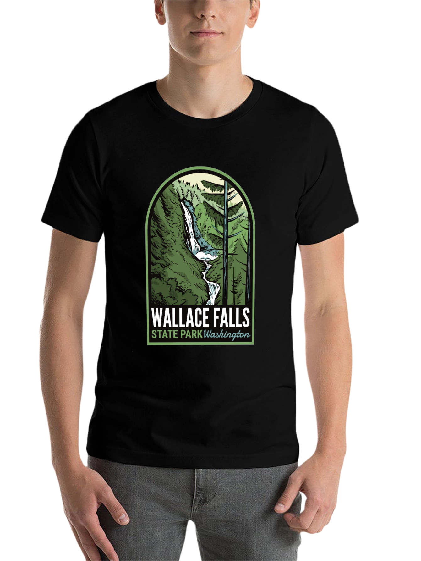 Black Wallace Falls State Park T-Shirt view 7