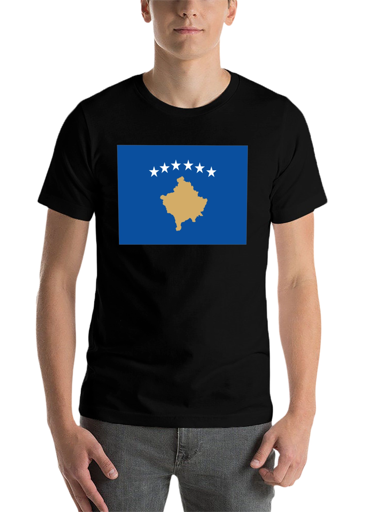 Kosovo Flag Graphic T-Shirt - Black - 7