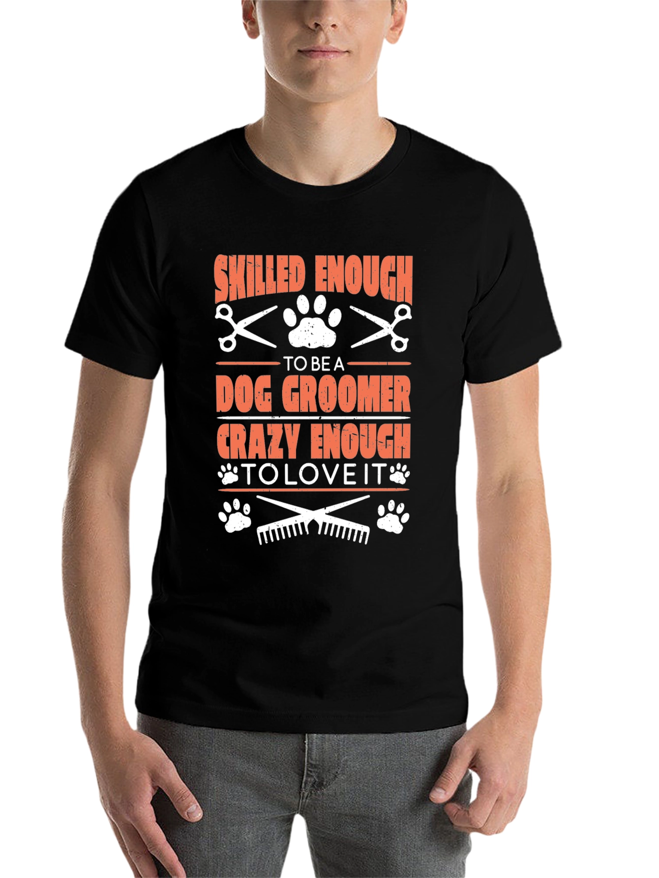 Black Dog Groomer T-Shirt: Skilled & Crazy Enough view 7
