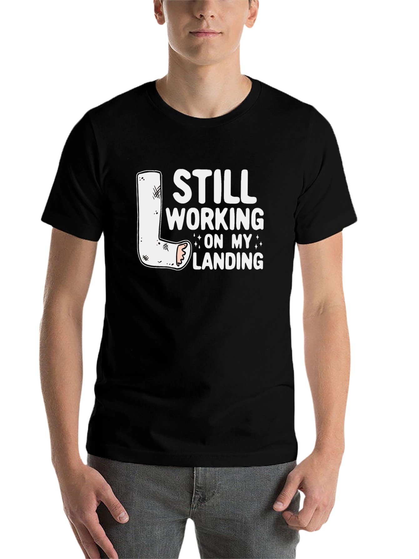Black Still Working On My Landing T-Shirt view 7