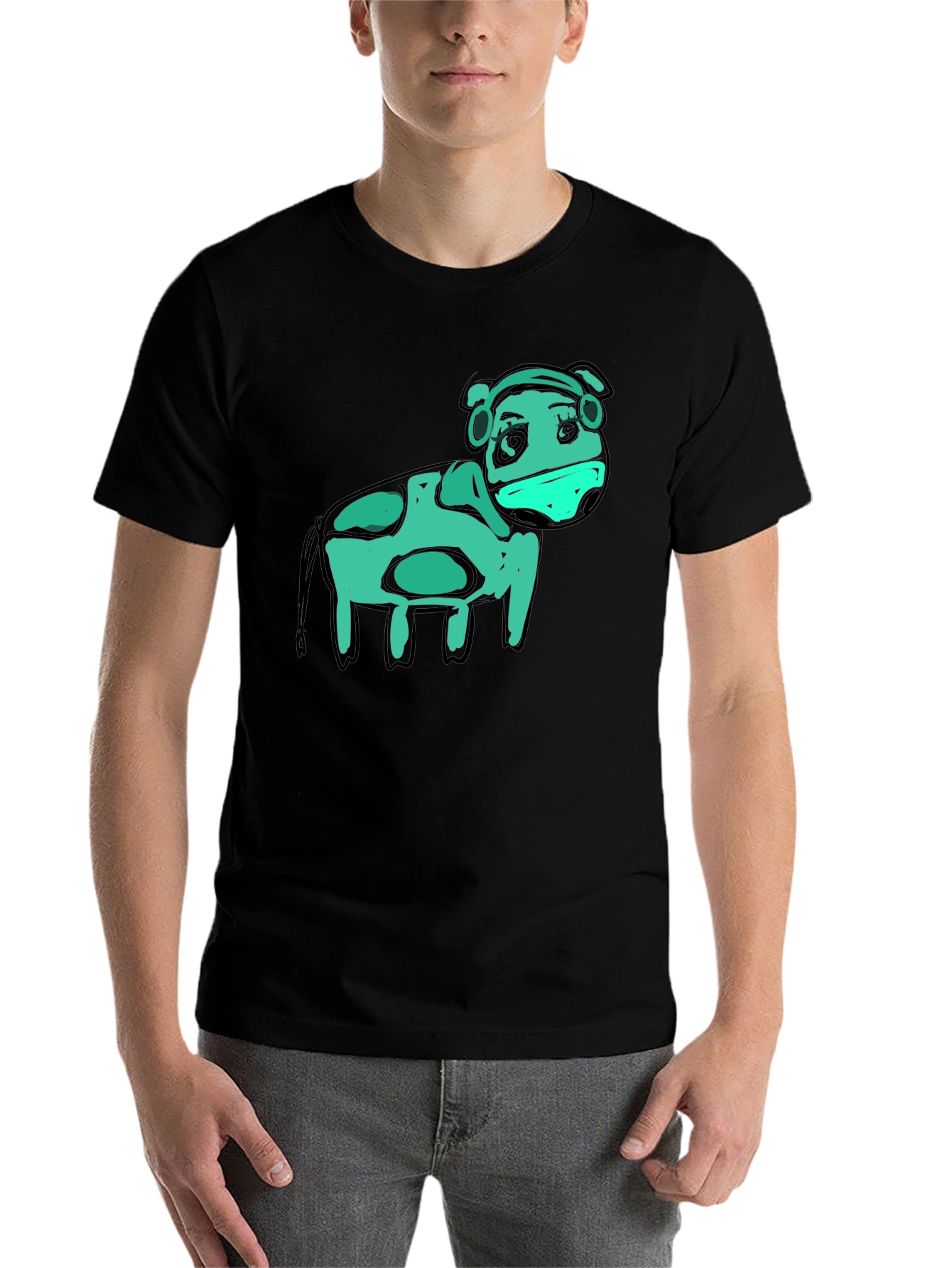 Black Cow Graphic Black T-Shirt - Unique Art view 7