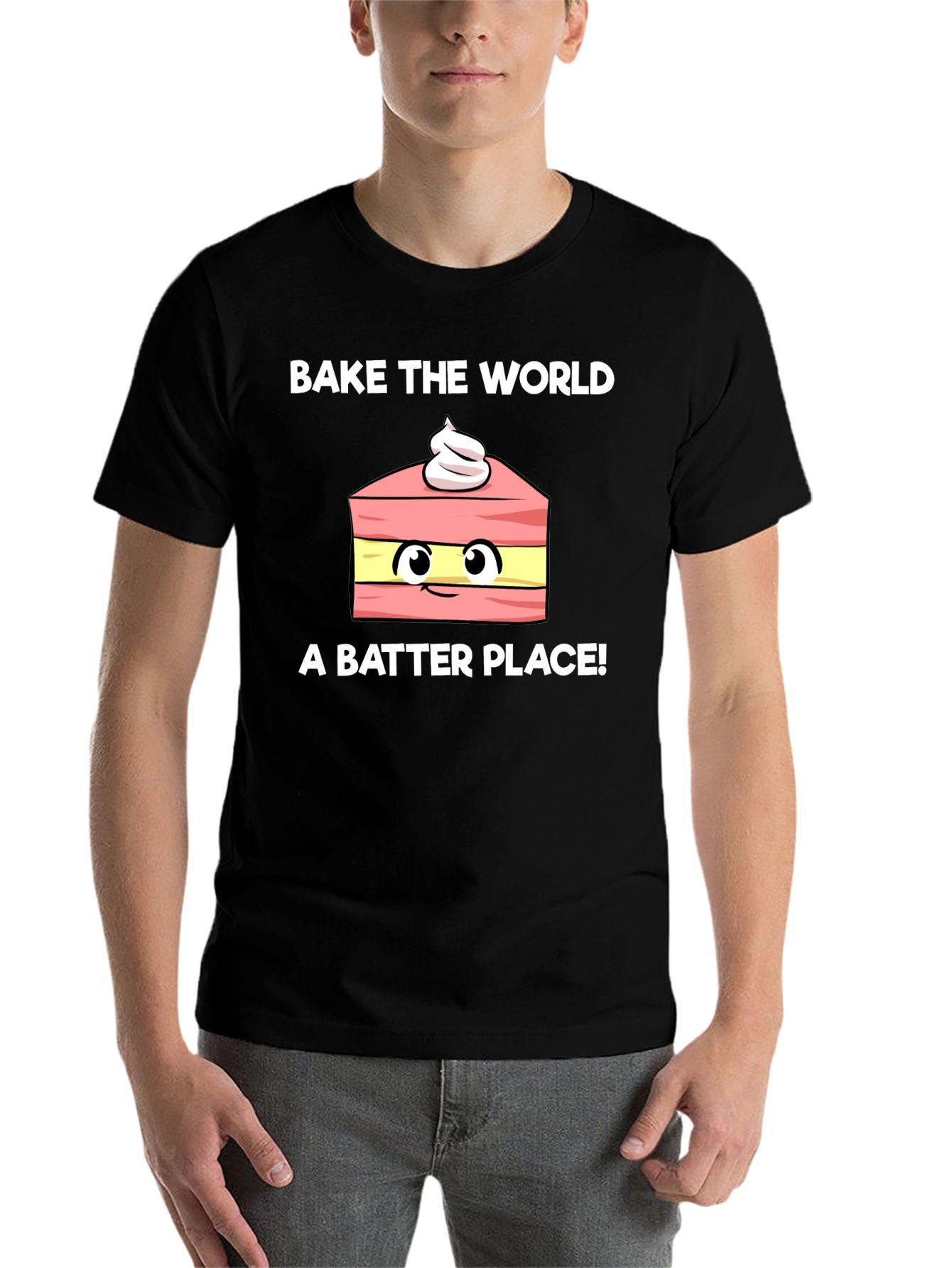 Black Bake the World Better Funny T-Shirt view 7